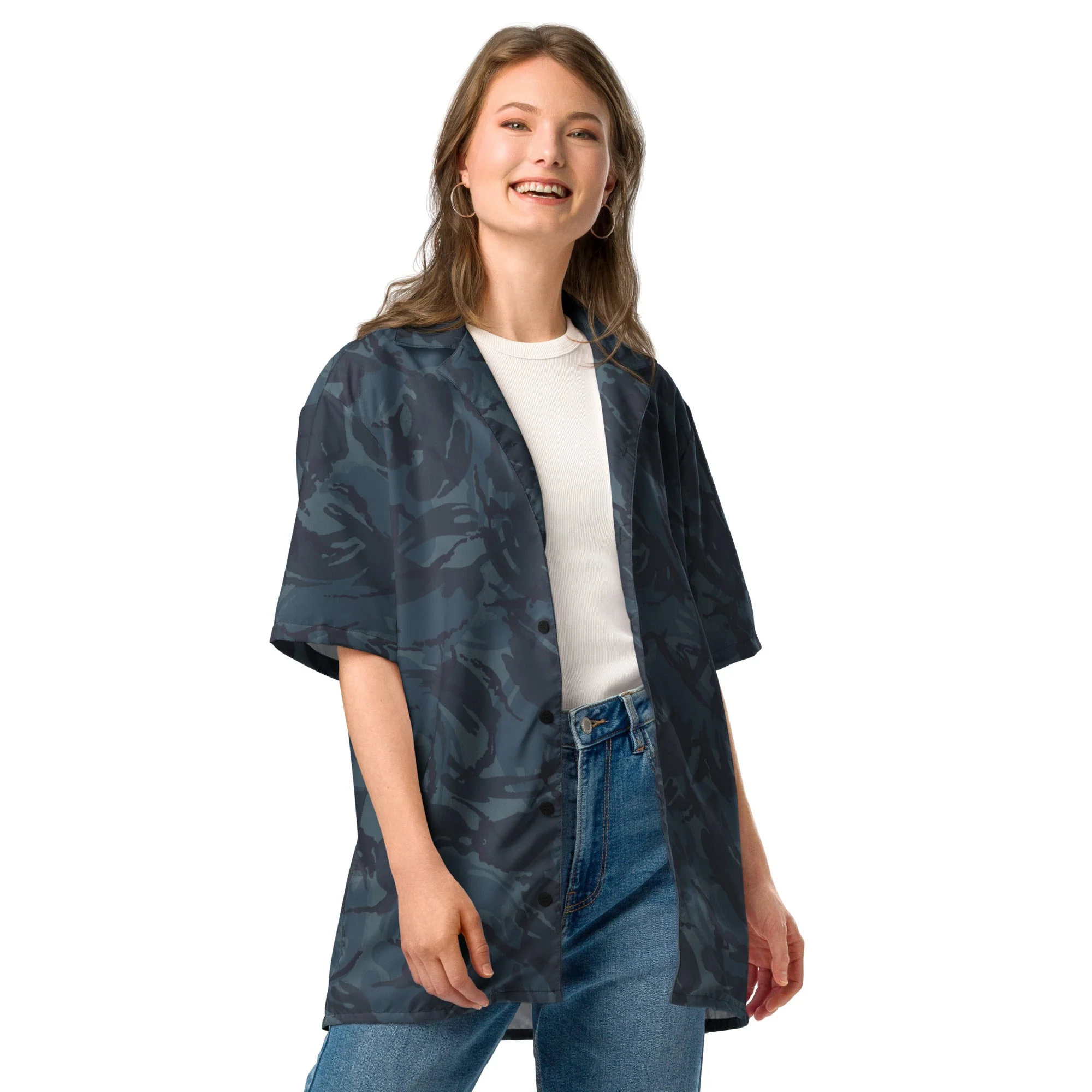 British DPM Night CAMO Unisex Short-Sleeve Button Shirt - Image 5