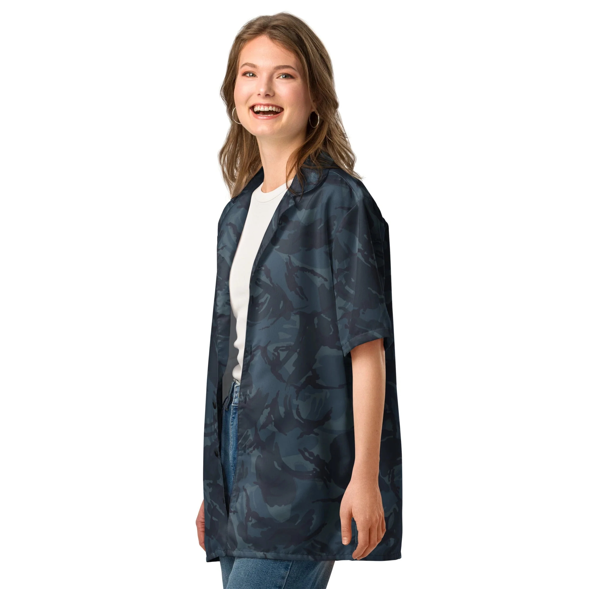 British DPM Night CAMO Unisex Short-Sleeve Button Shirt - Image 6