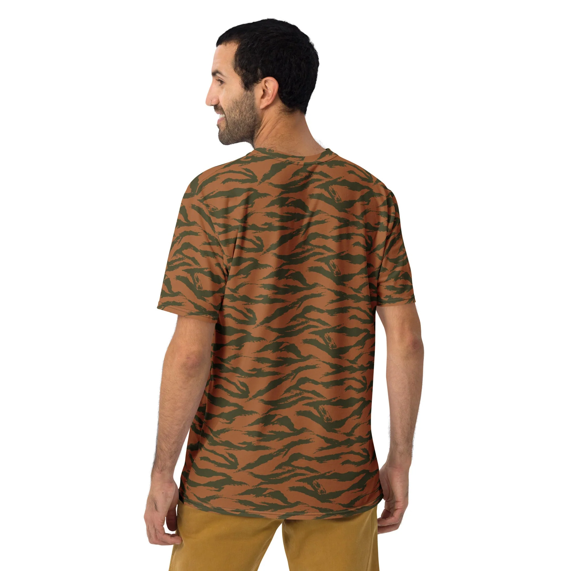 Burkina Faso Tiger Stripe Orange CAMO Mens T-Shirt - Image 3