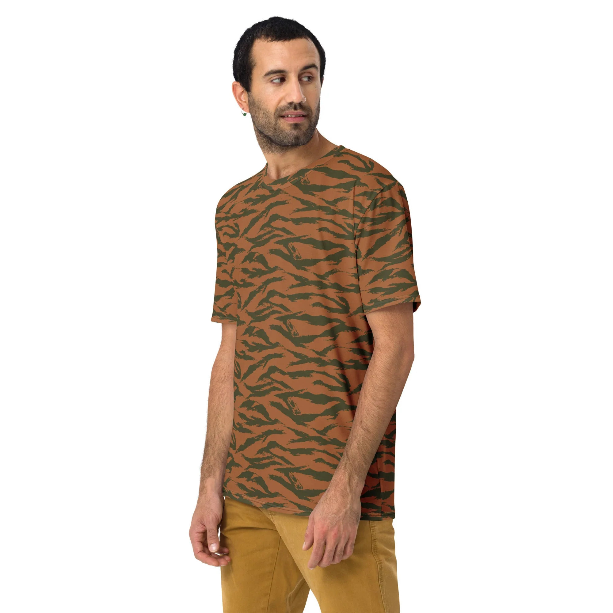 Burkina Faso Tiger Stripe Orange CAMO Mens T-Shirt - Image 4