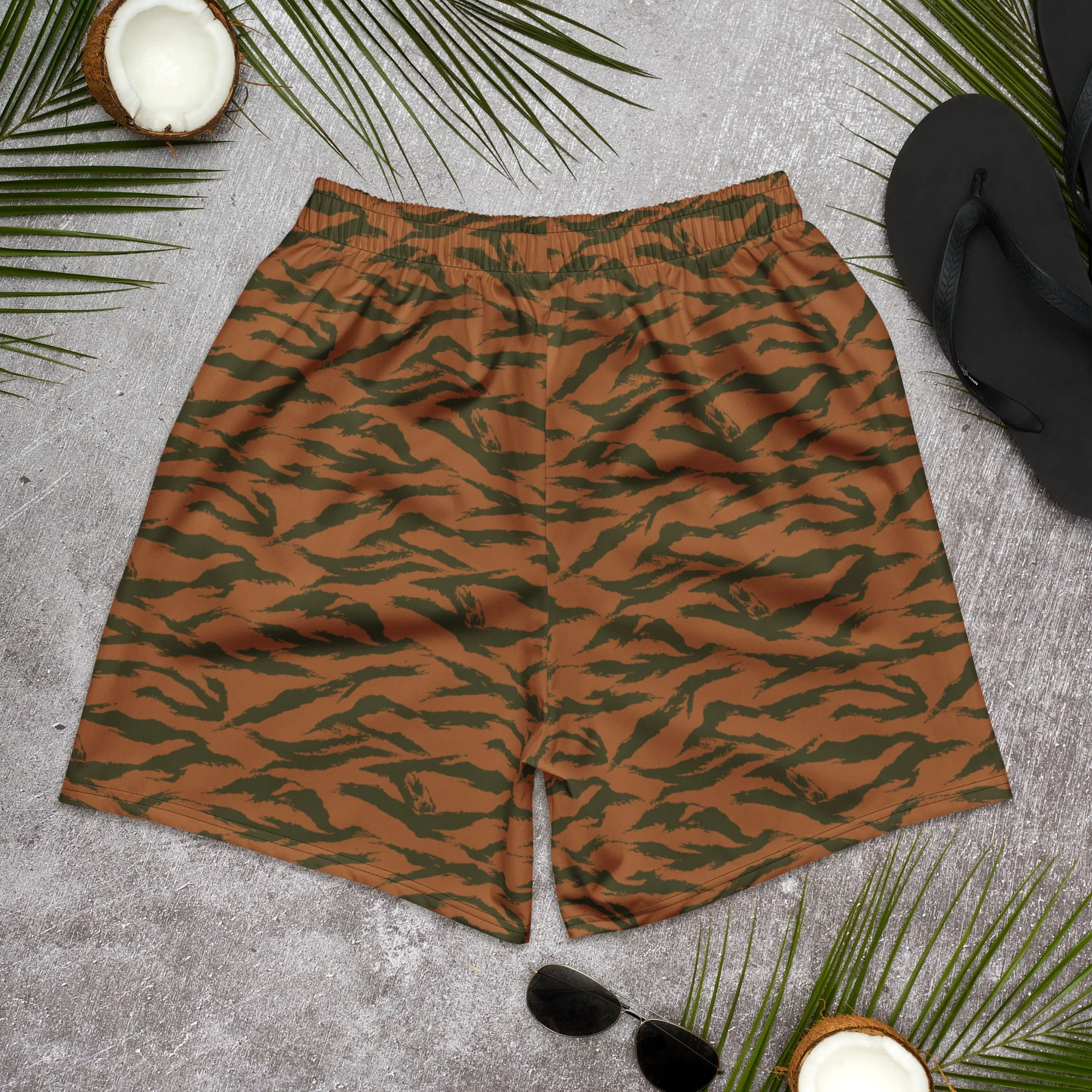 Burkina Faso Tiger Stripe Orange CAMO Unisex Athletic Long Shorts - Image 2
