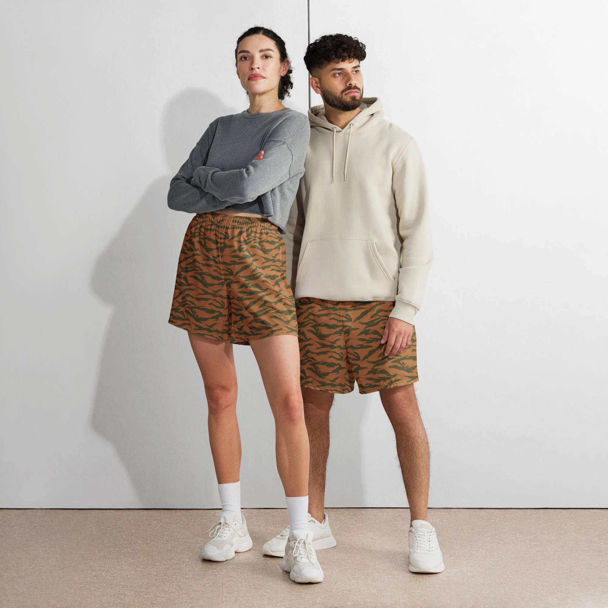 Burkina Faso Tiger Stripe Orange CAMO Unisex Athletic Long Shorts - Image 3