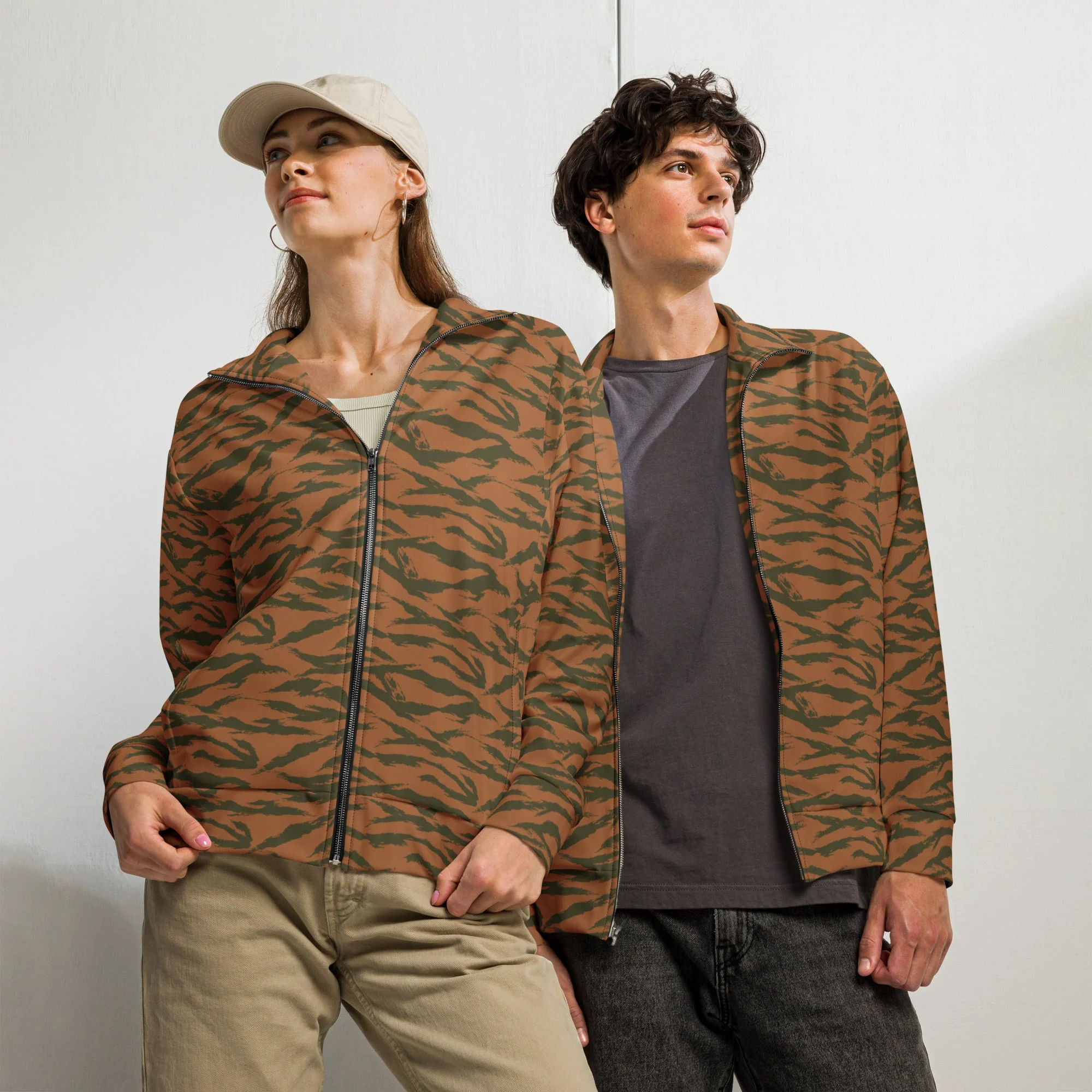 Burkina Faso Tiger Stripe Orange CAMO Unisex Track Jacket