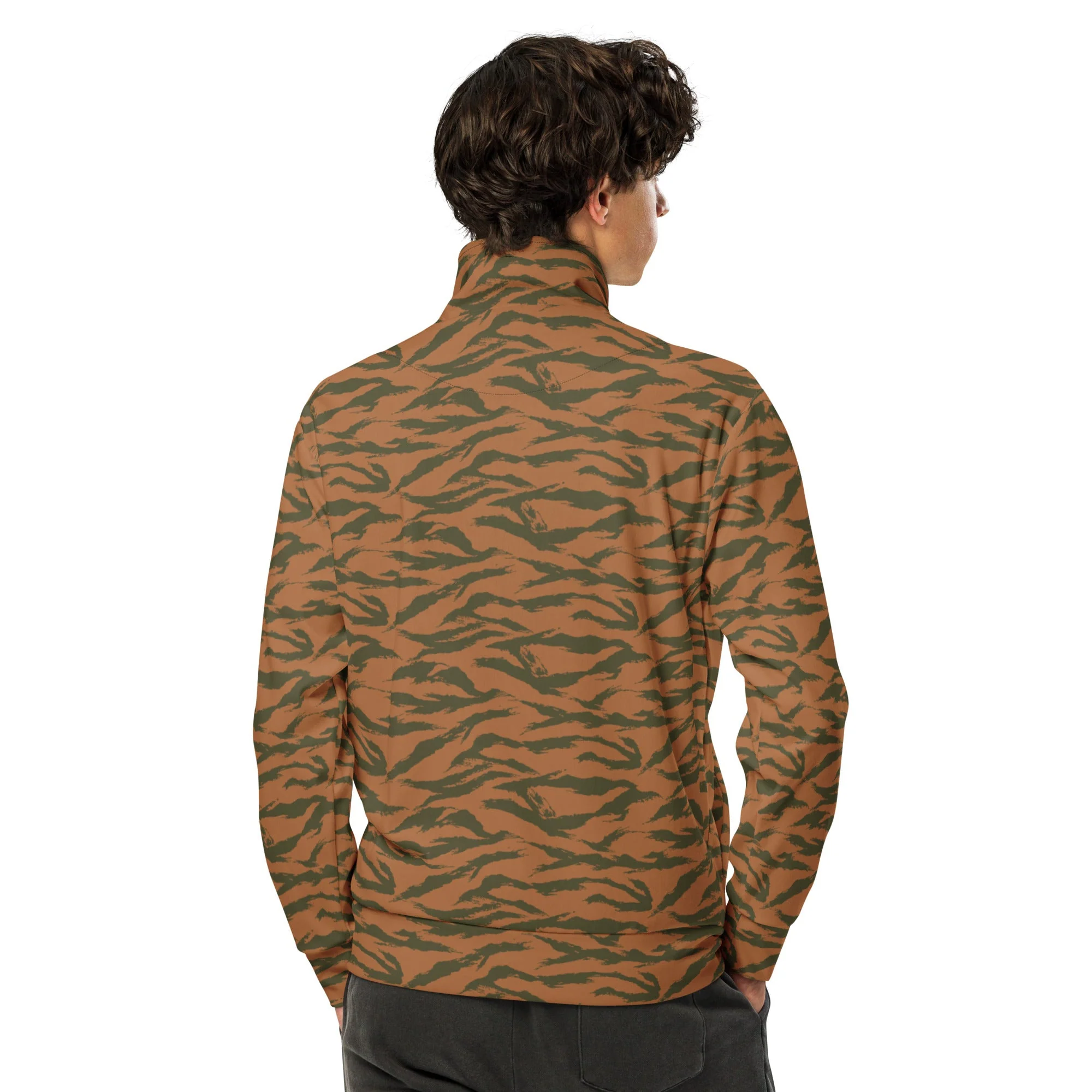 Burkina Faso Tiger Stripe Orange CAMO Unisex Track Jacket - Image 11