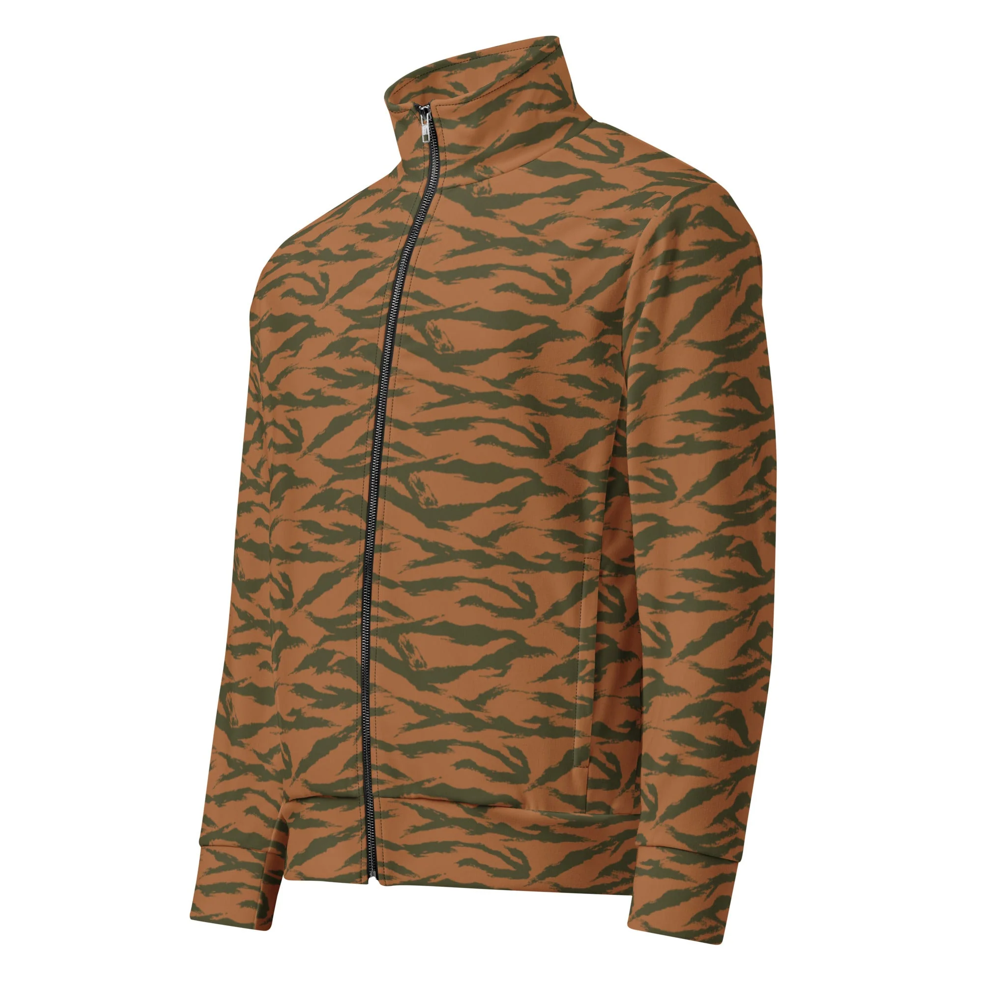 Burkina Faso Tiger Stripe Orange CAMO Unisex Track Jacket - Image 2