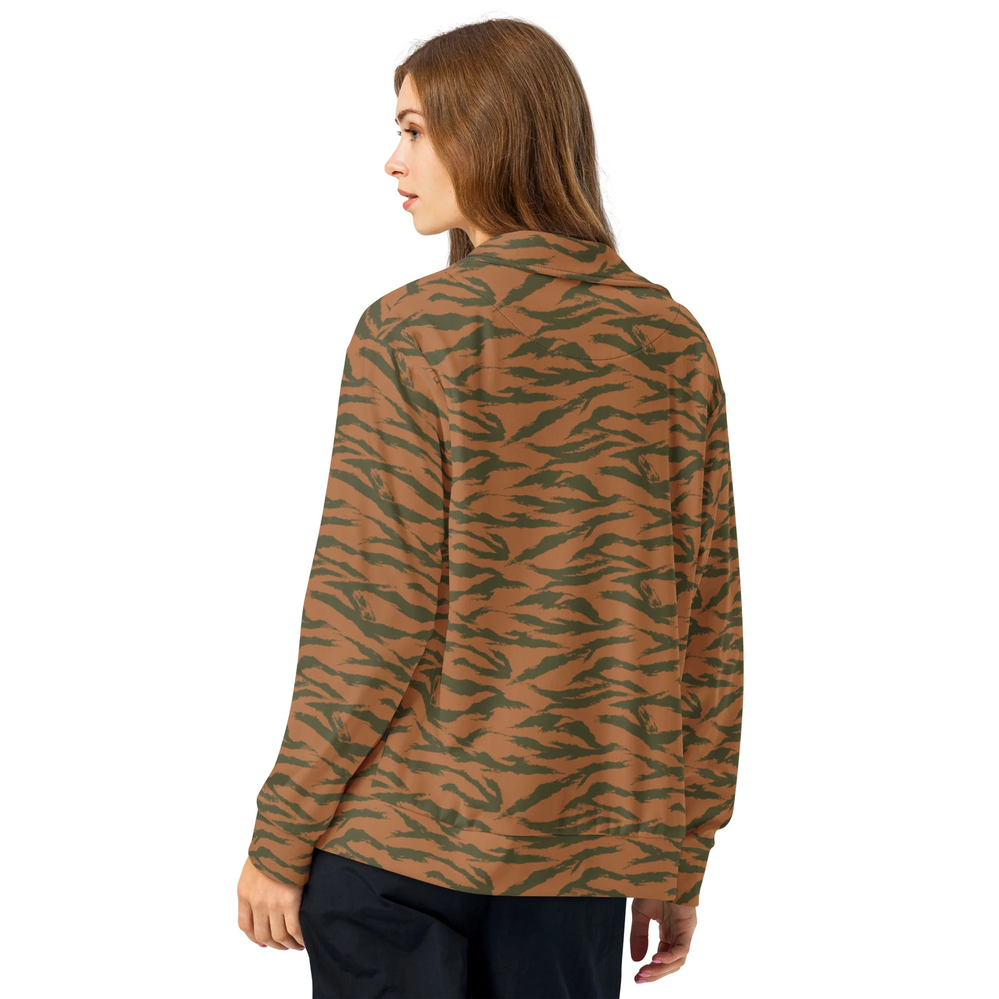 Burkina Faso Tiger Stripe Orange CAMO Unisex Track Jacket - Image 6