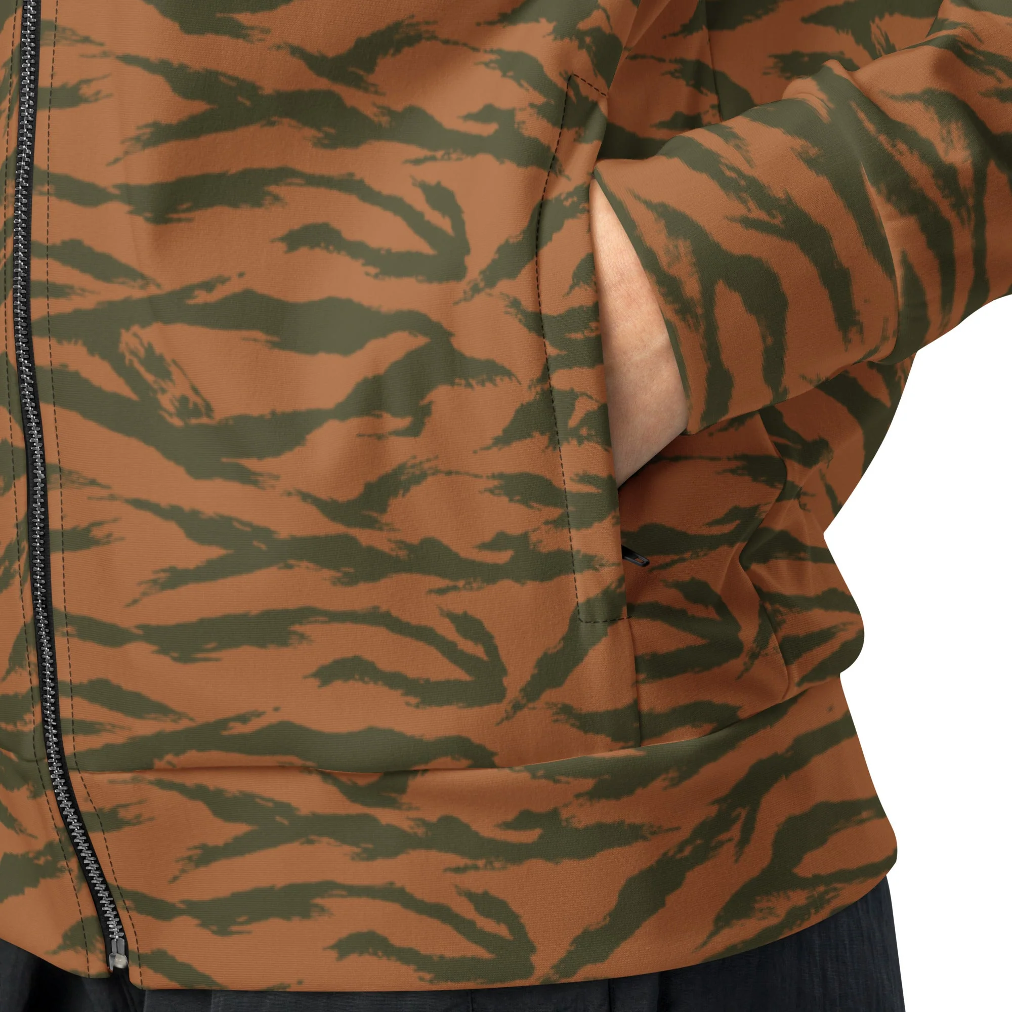 Burkina Faso Tiger Stripe Orange CAMO Unisex Track Jacket - Image 9