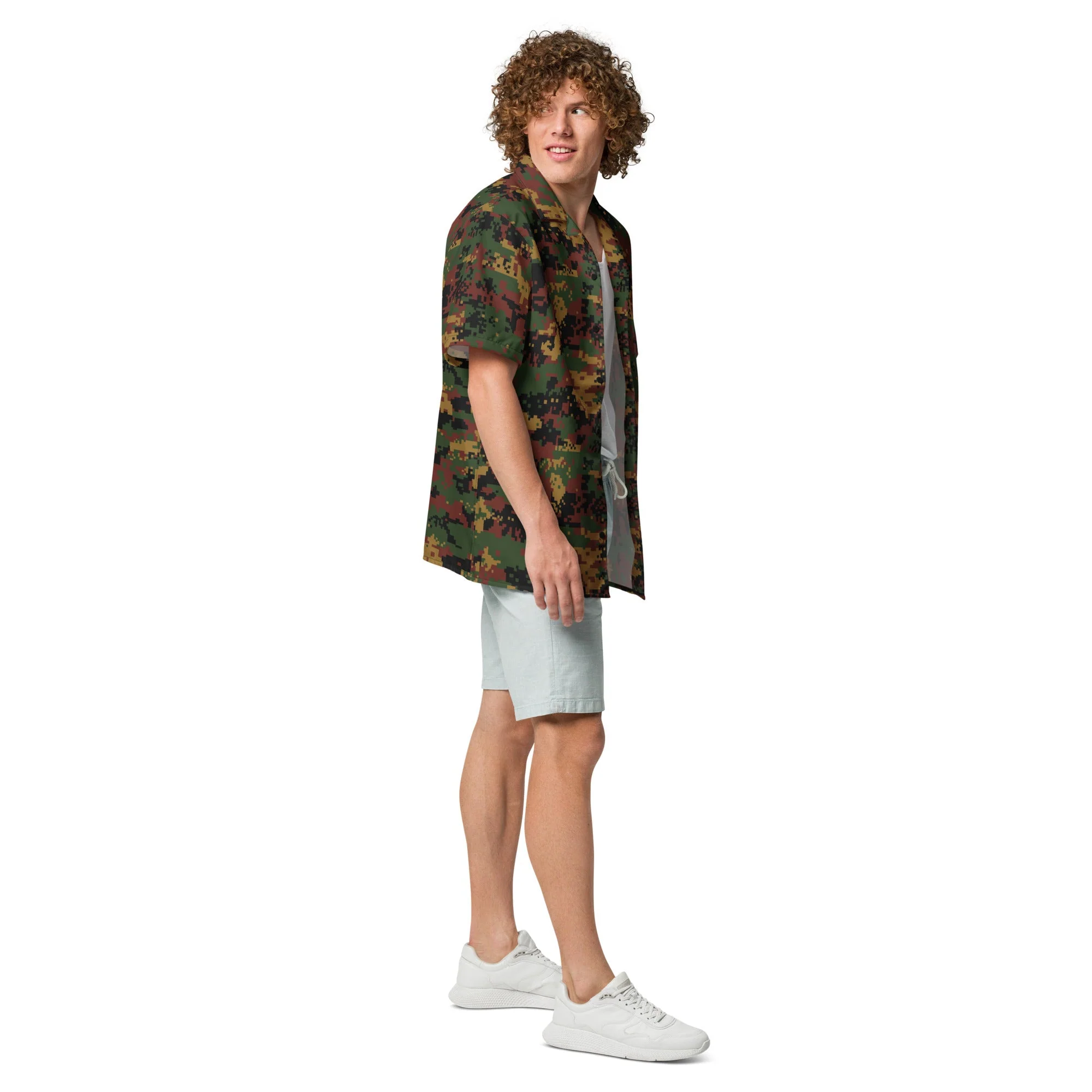 Myanmar Digital Tatmadaw CAMO Unisex Short-Sleeve Button Shirt - Image 6