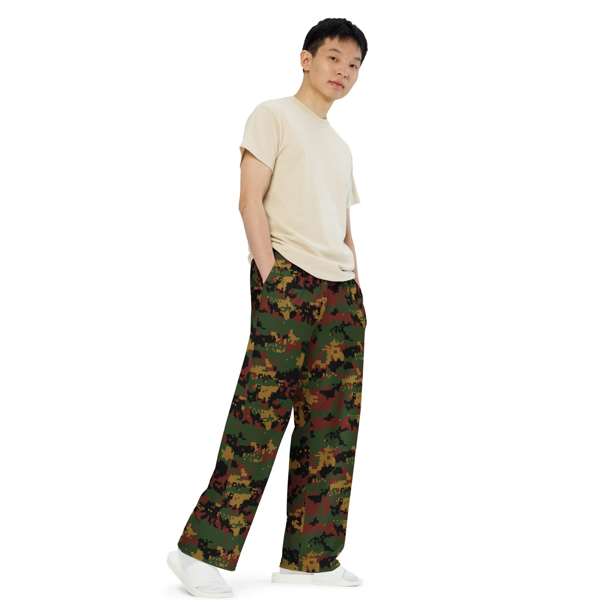 Myanmar Digital Tatmadaw CAMO Unisex Wide-Leg Leisure Pants - Image 6