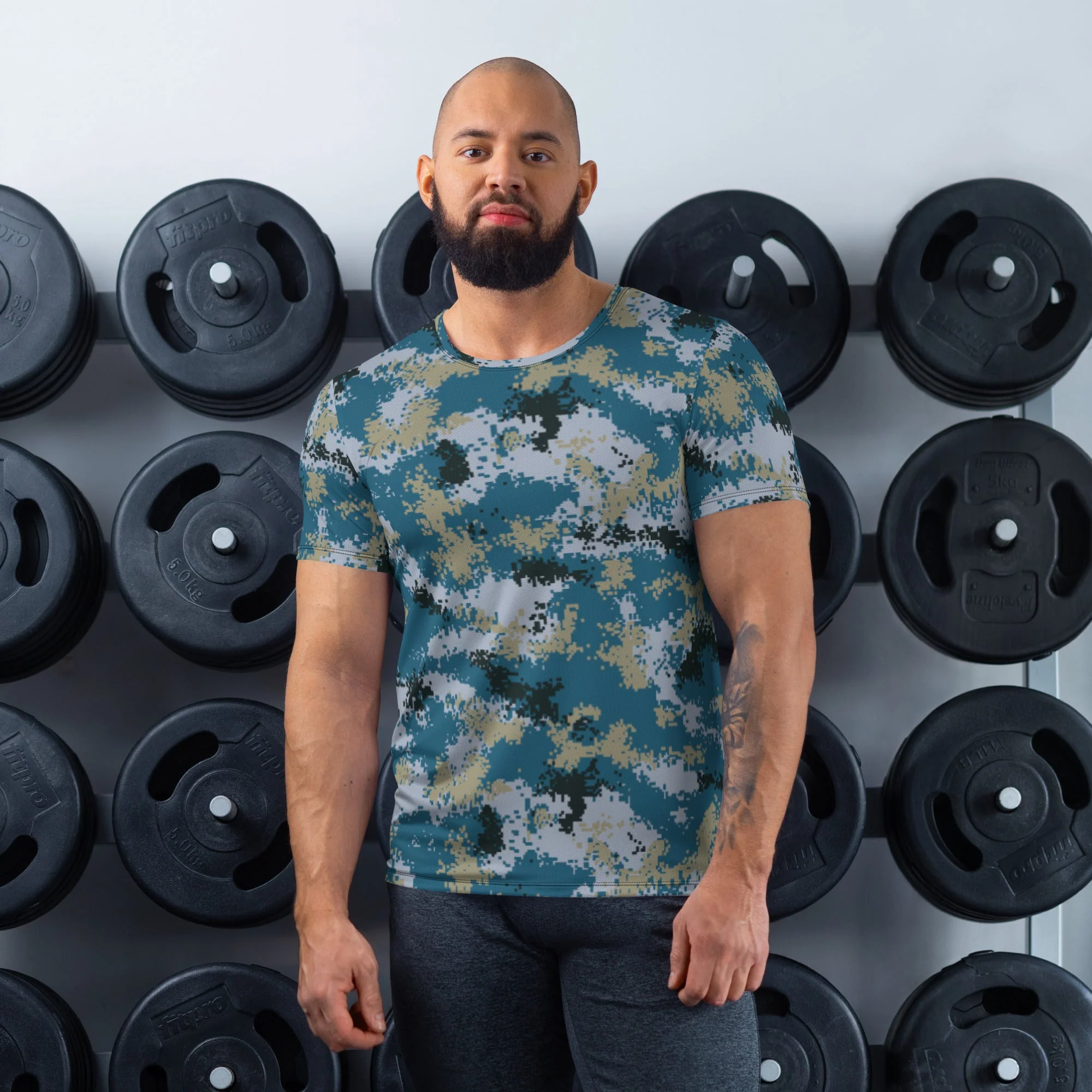 Chinese Digital Type 07 Ocean CAMO Mens Athletic T-Shirt