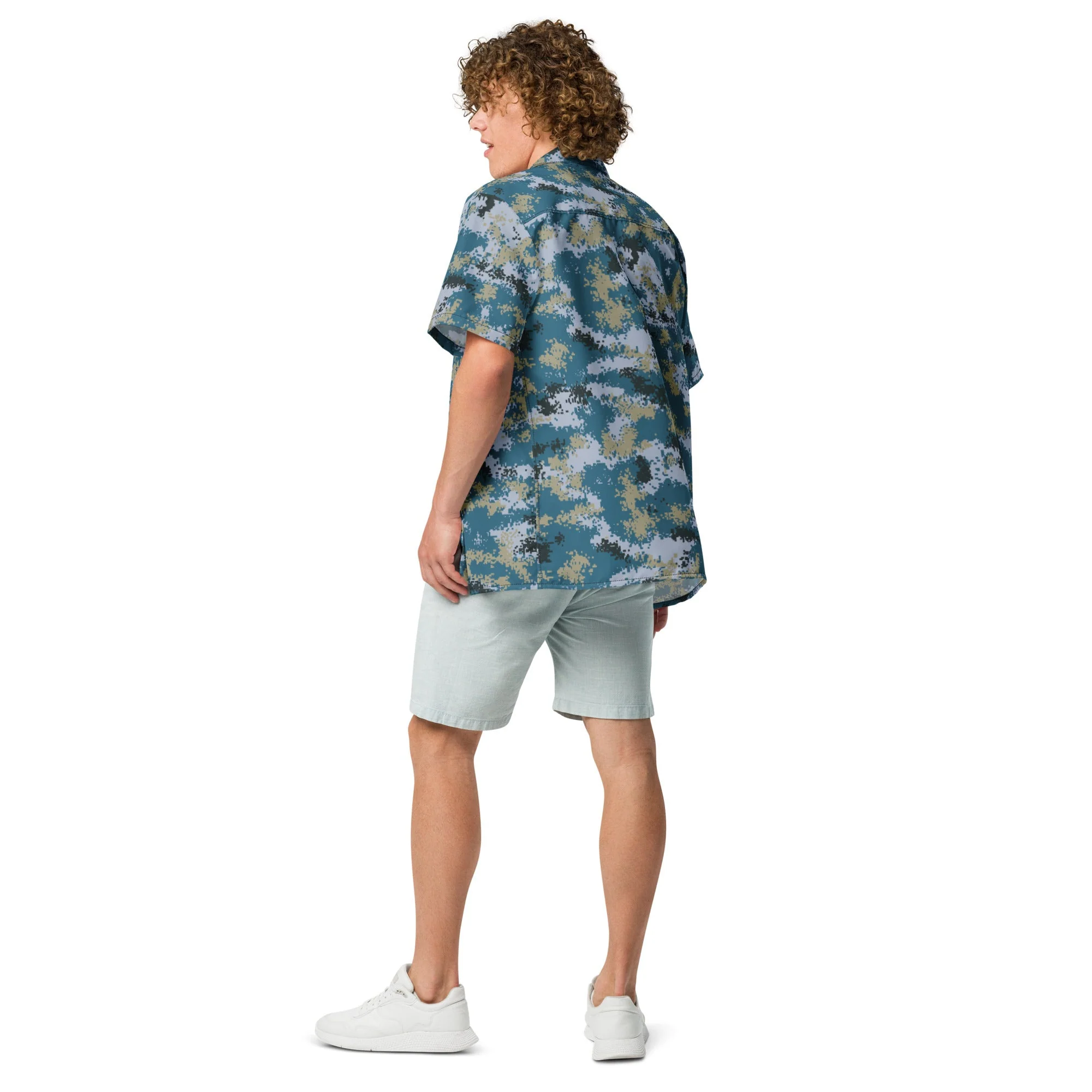 Chinese Digital Type 07 Ocean CAMO Unisex Short-Sleeve Button Shirt - Image 4