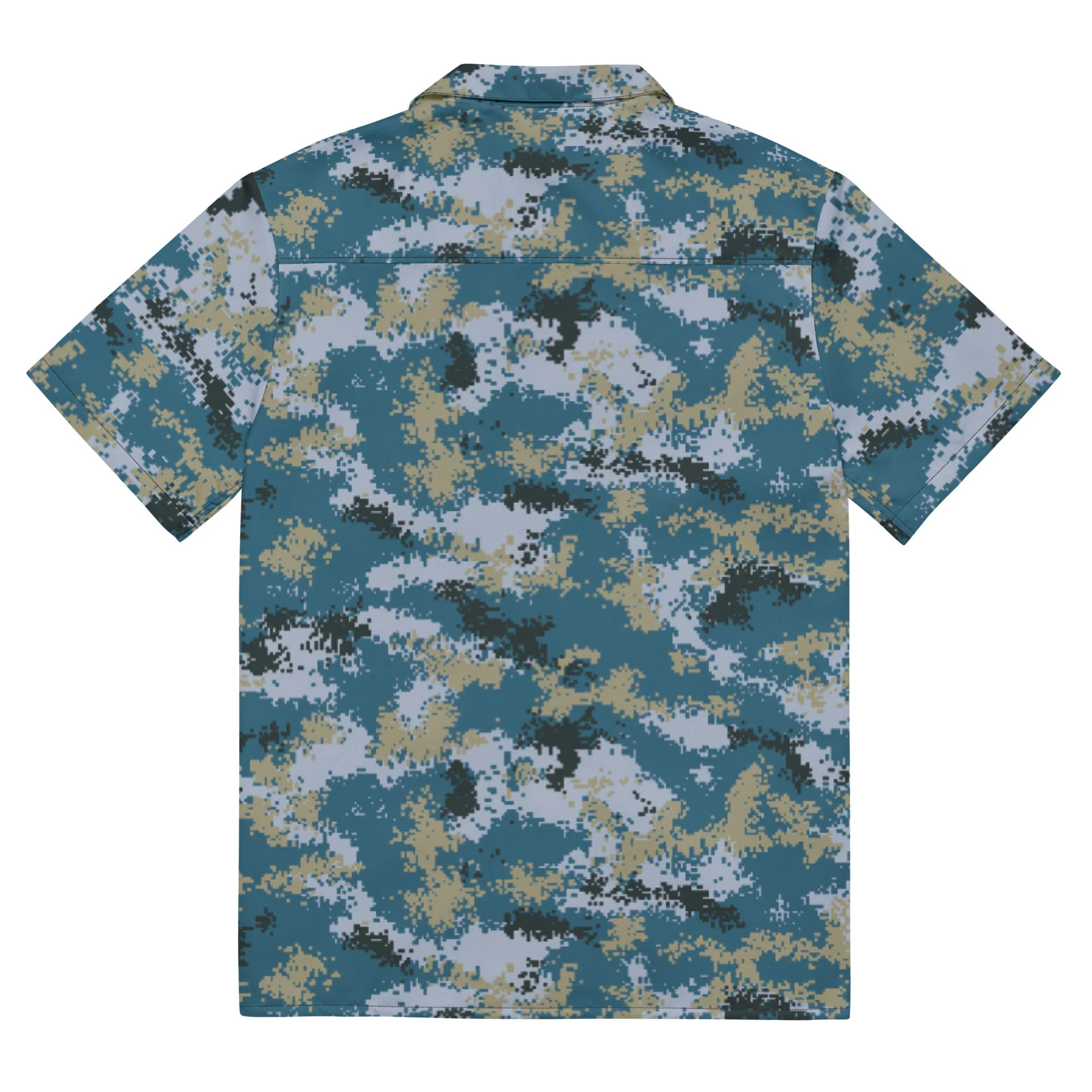 Chinese Digital Type 07 Ocean CAMO Unisex Short-Sleeve Button Shirt - Image 8