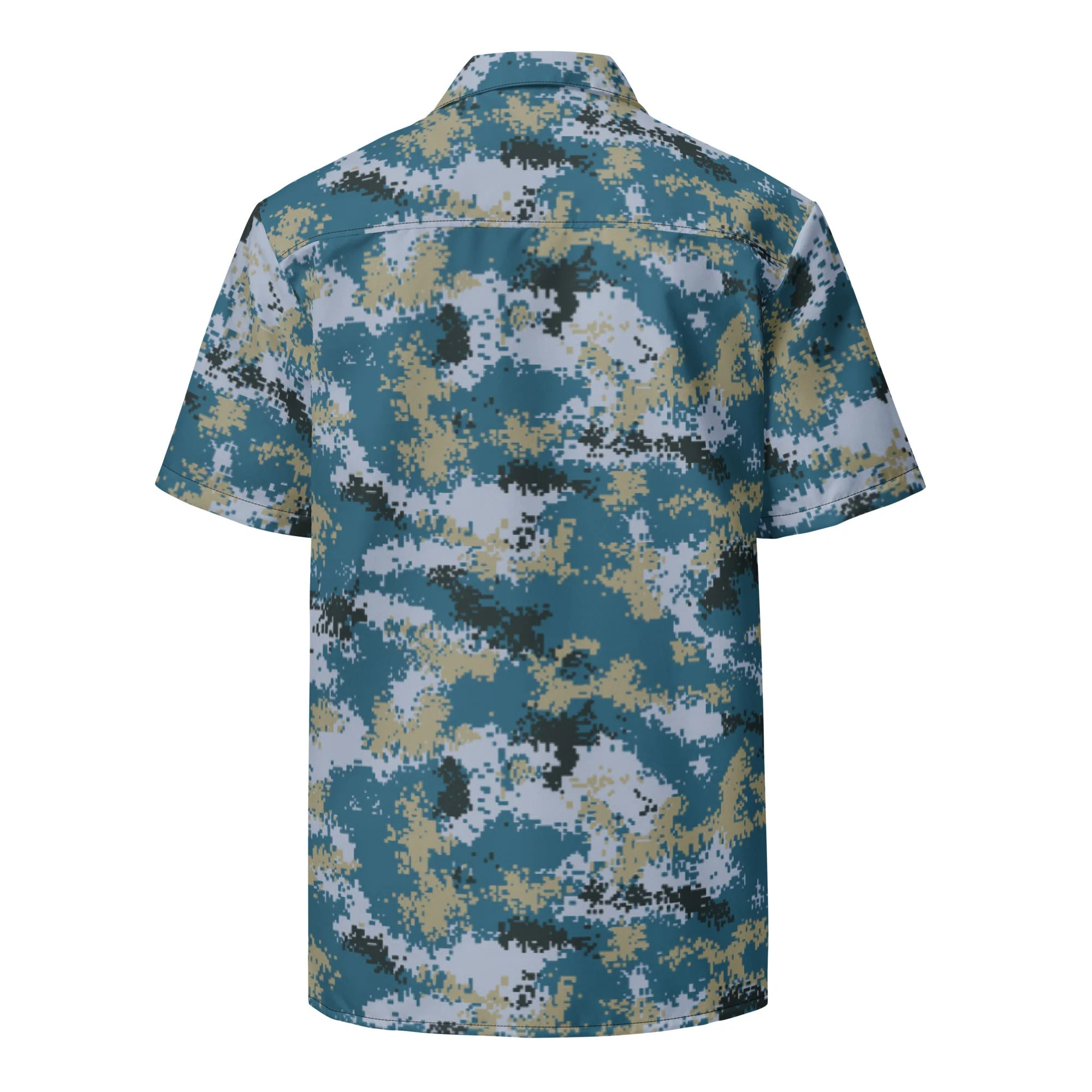 Chinese Digital Type 07 Ocean CAMO Unisex Short-Sleeve Button Shirt - Image 9
