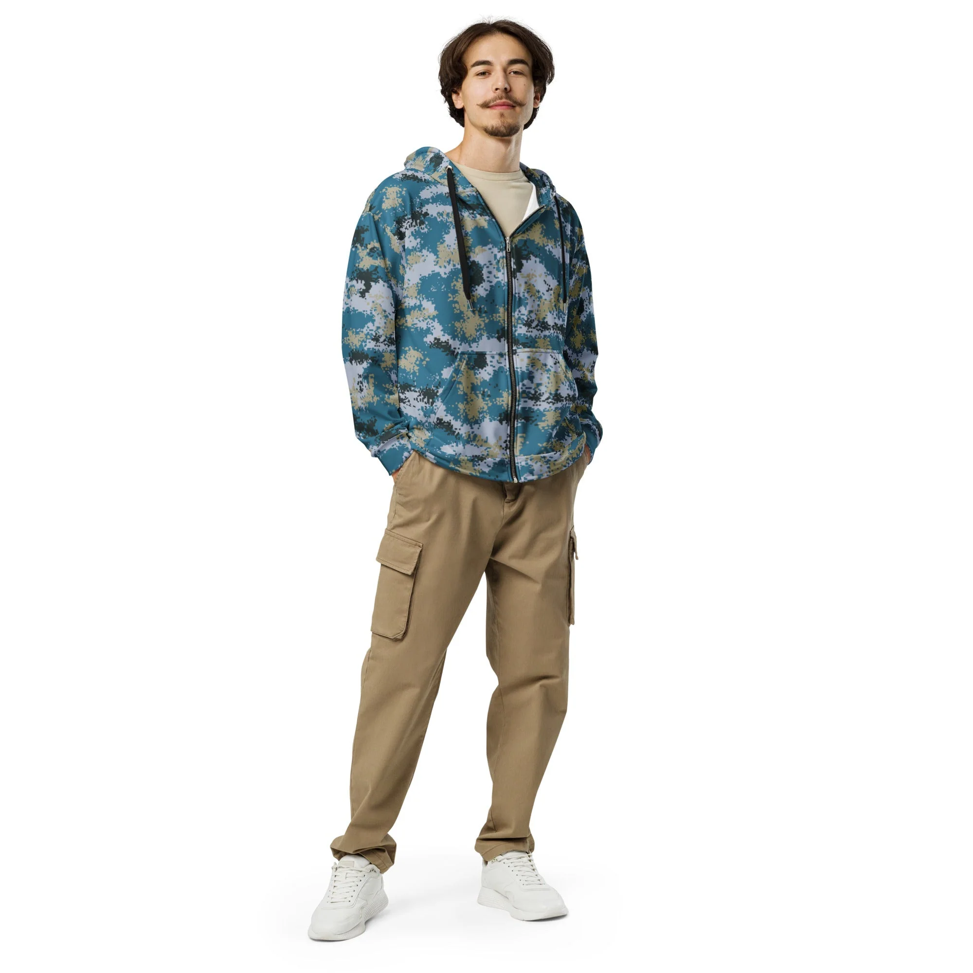 Chinese Digital Type 07 Ocean CAMO Unisex Zip Hoodie - Image 10