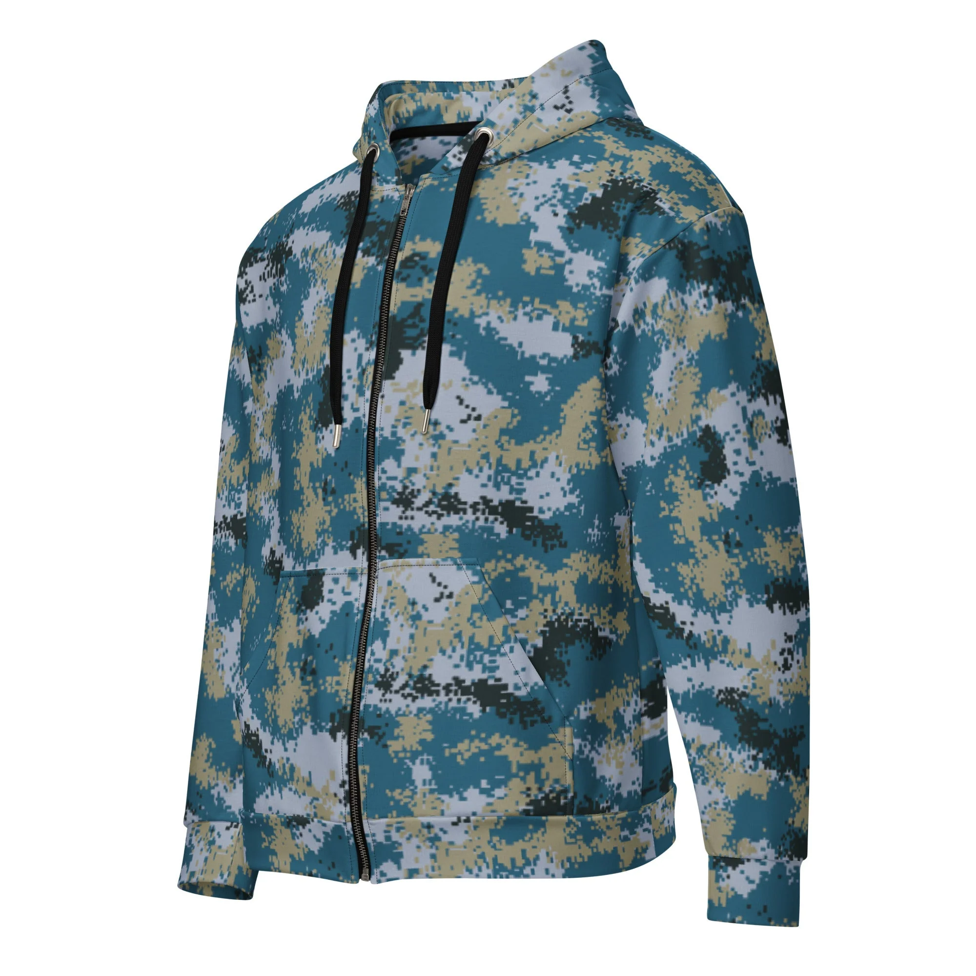Chinese Digital Type 07 Ocean CAMO Unisex Zip Hoodie - Image 5