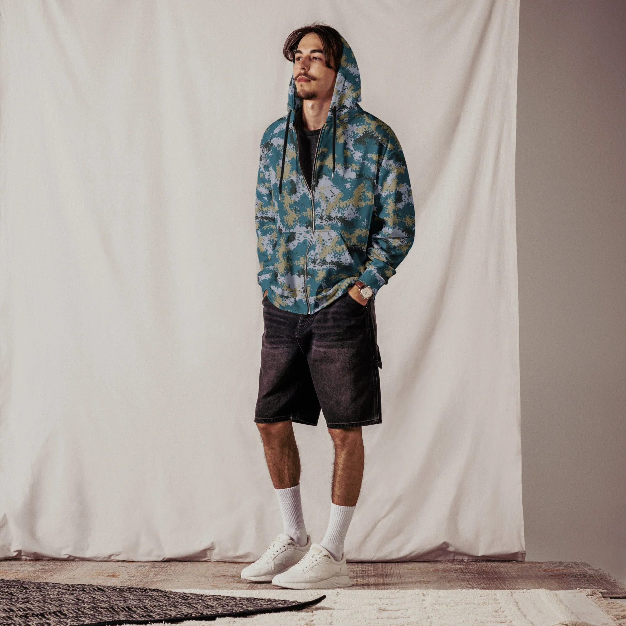 Chinese Digital Type 07 Ocean CAMO Unisex Zip Hoodie - Image 6