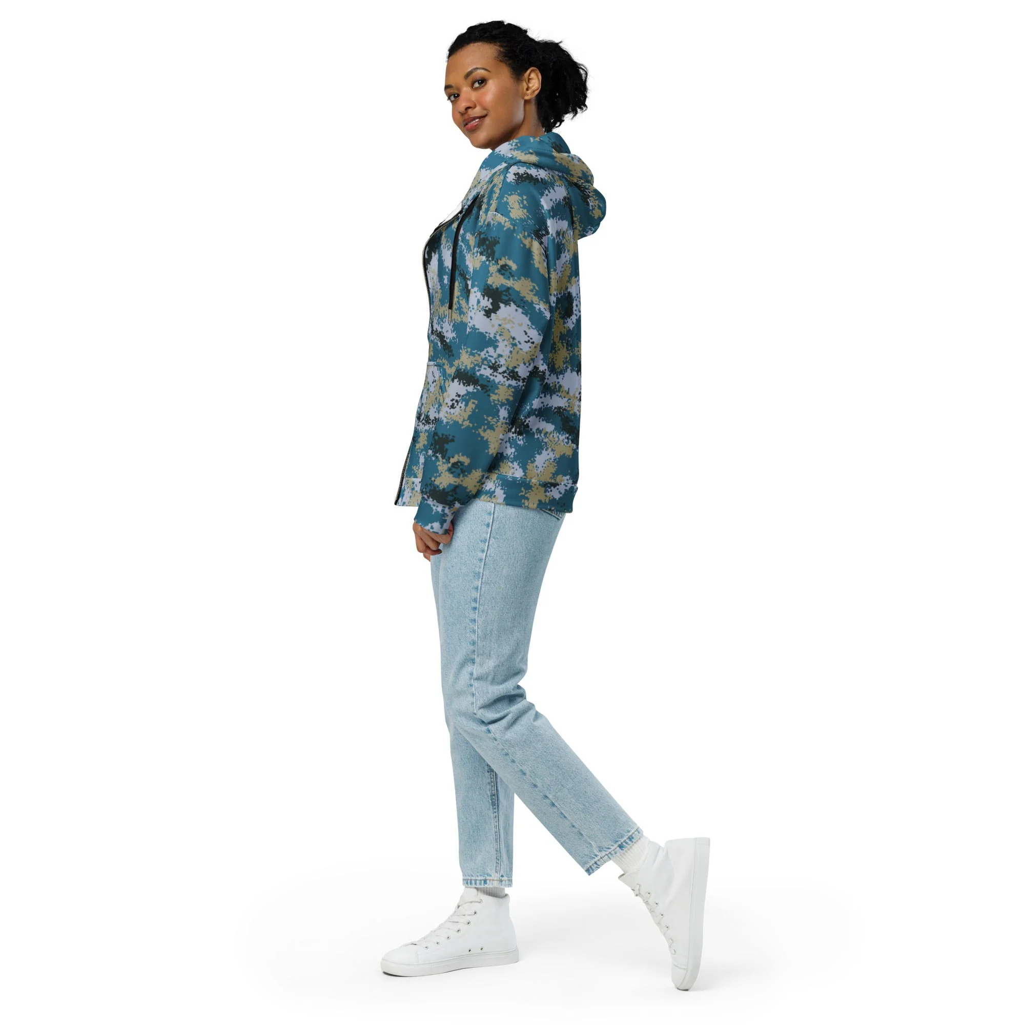 Chinese Digital Type 07 Ocean CAMO Unisex Zip Hoodie - Image 8