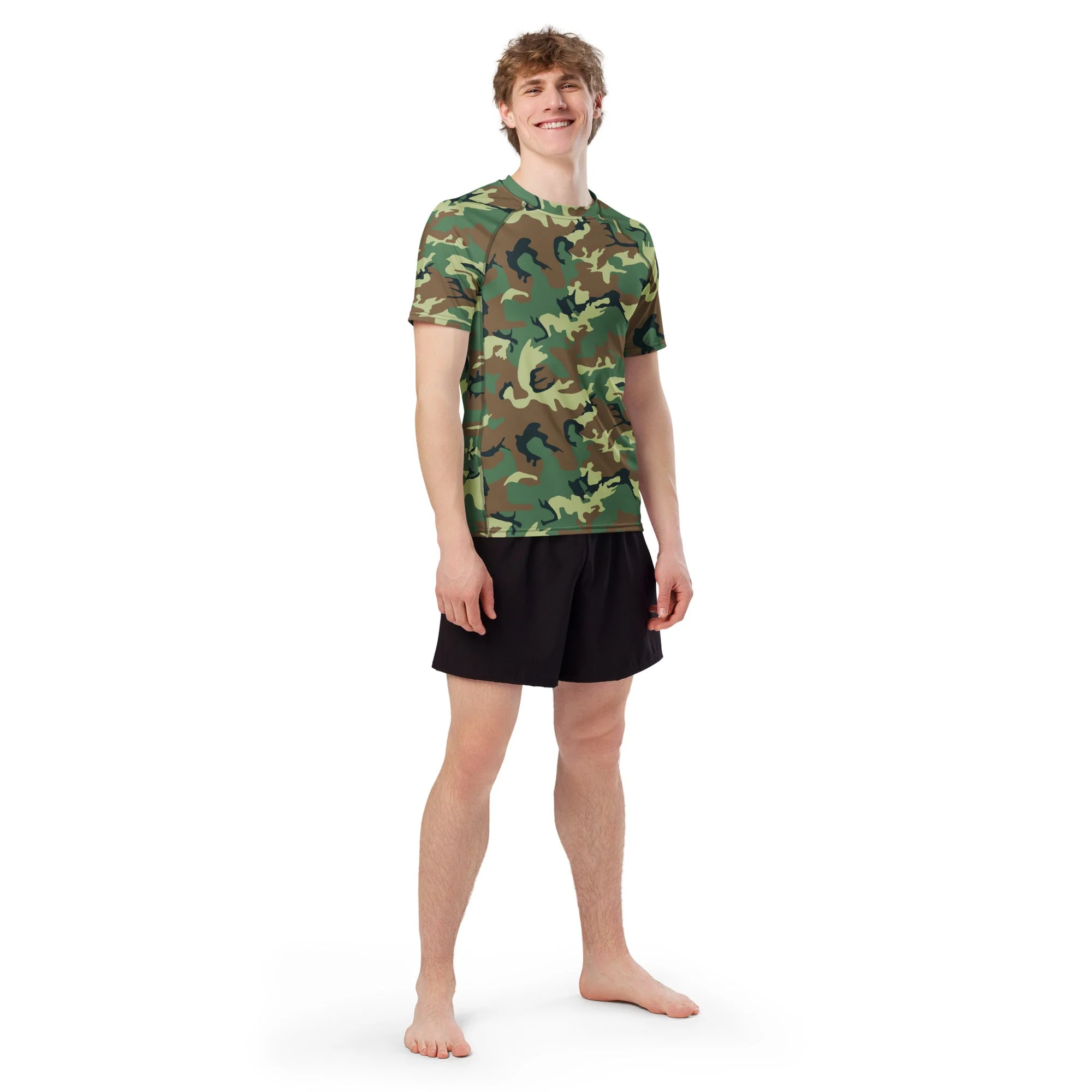 Chinese Type 99 Woodland CAMO Mens Short-Sleeve Rash Guard - Image 10