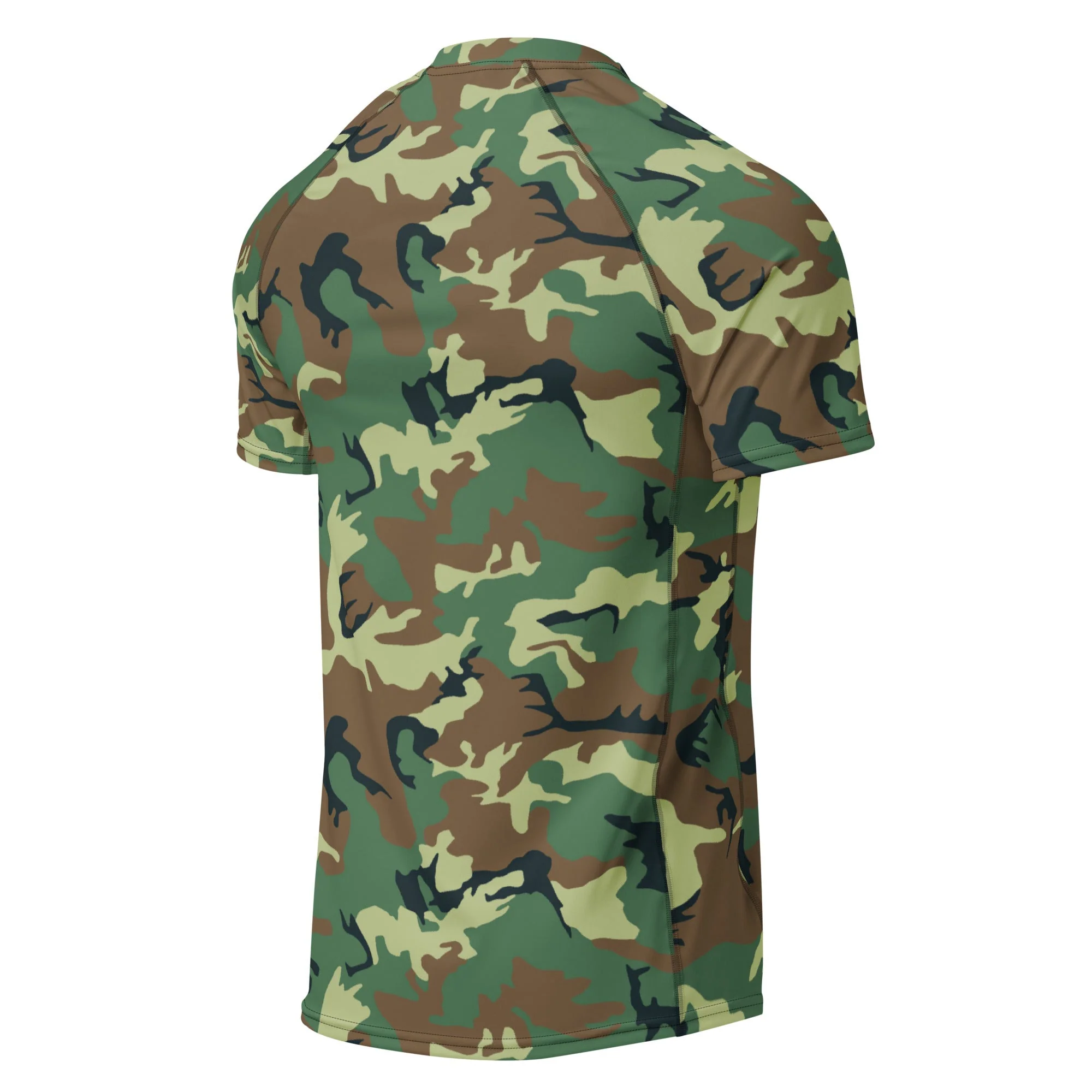 Chinese Type 99 Woodland CAMO Mens Short-Sleeve Rash Guard - Image 5