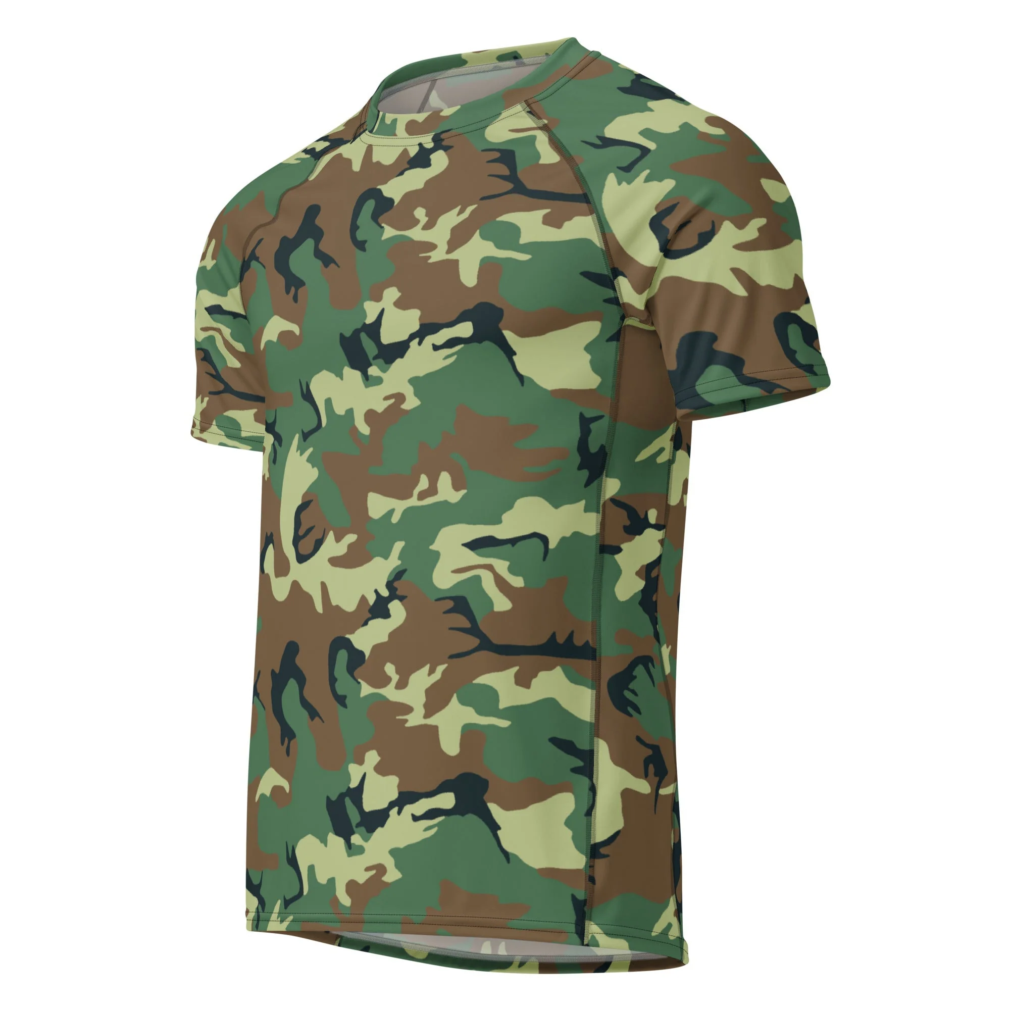 Chinese Type 99 Woodland CAMO Mens Short-Sleeve Rash Guard - Image 6