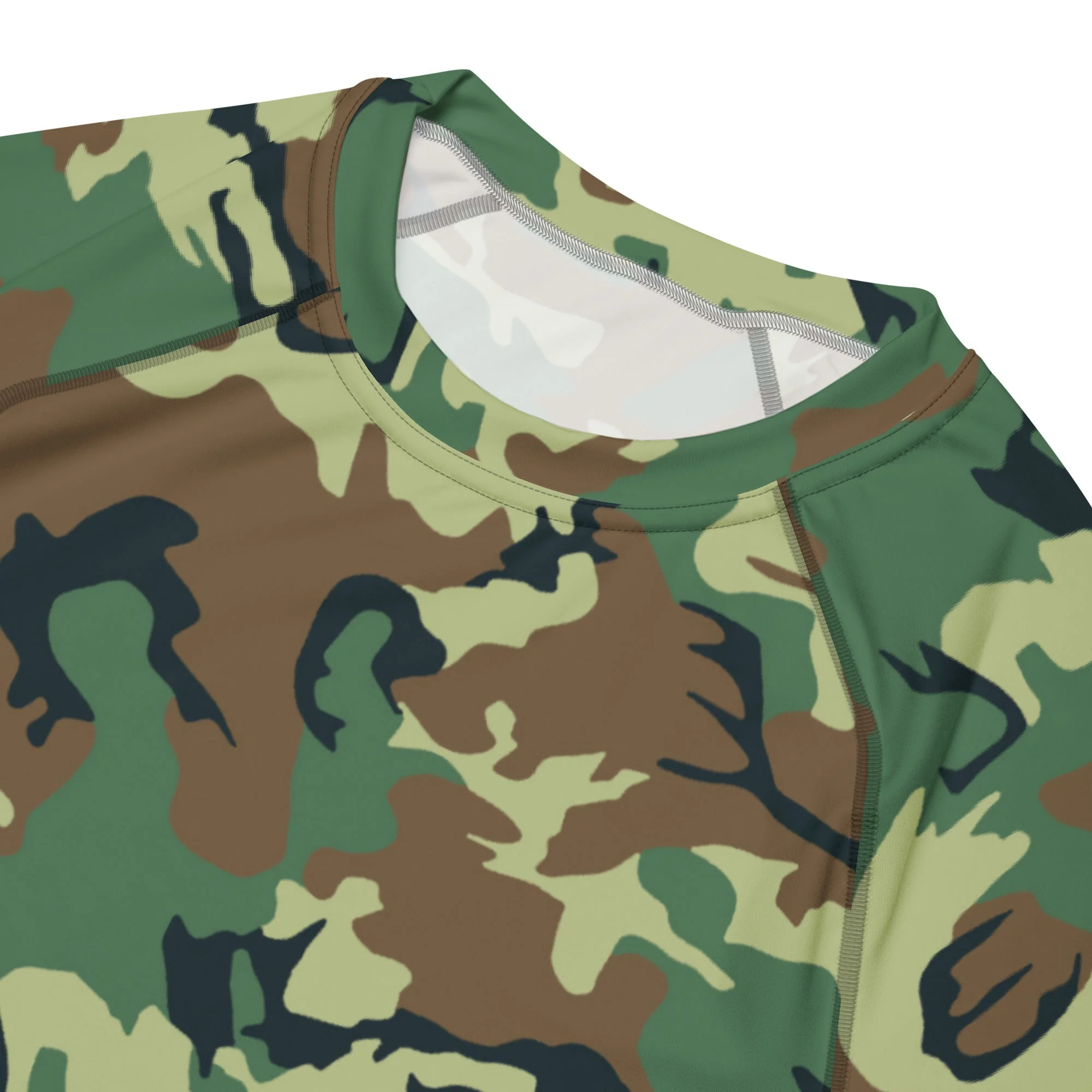 Chinese Type 99 Woodland CAMO Mens Short-Sleeve Rash Guard - Image 8
