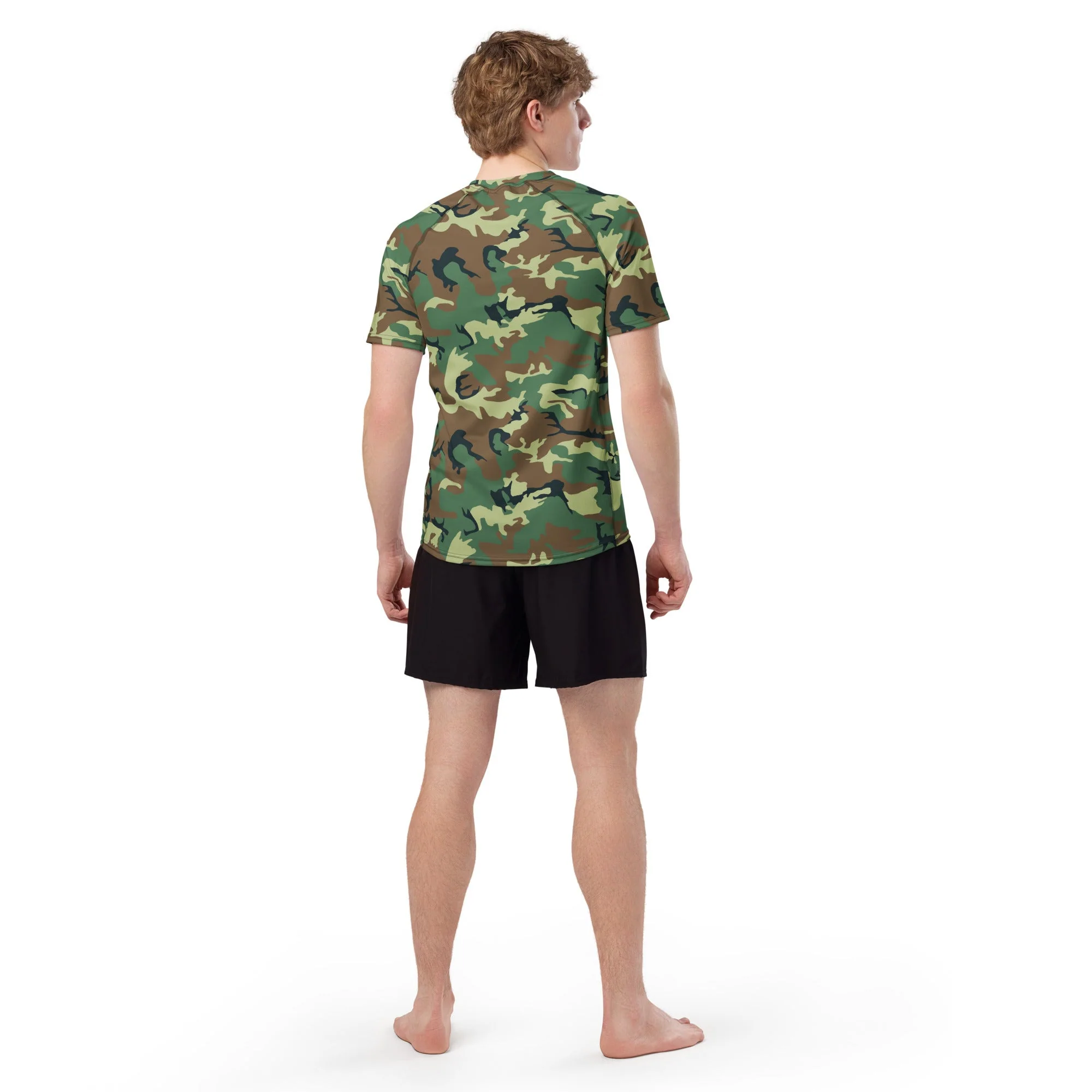 Chinese Type 99 Woodland CAMO Mens Short-Sleeve Rash Guard - Image 9