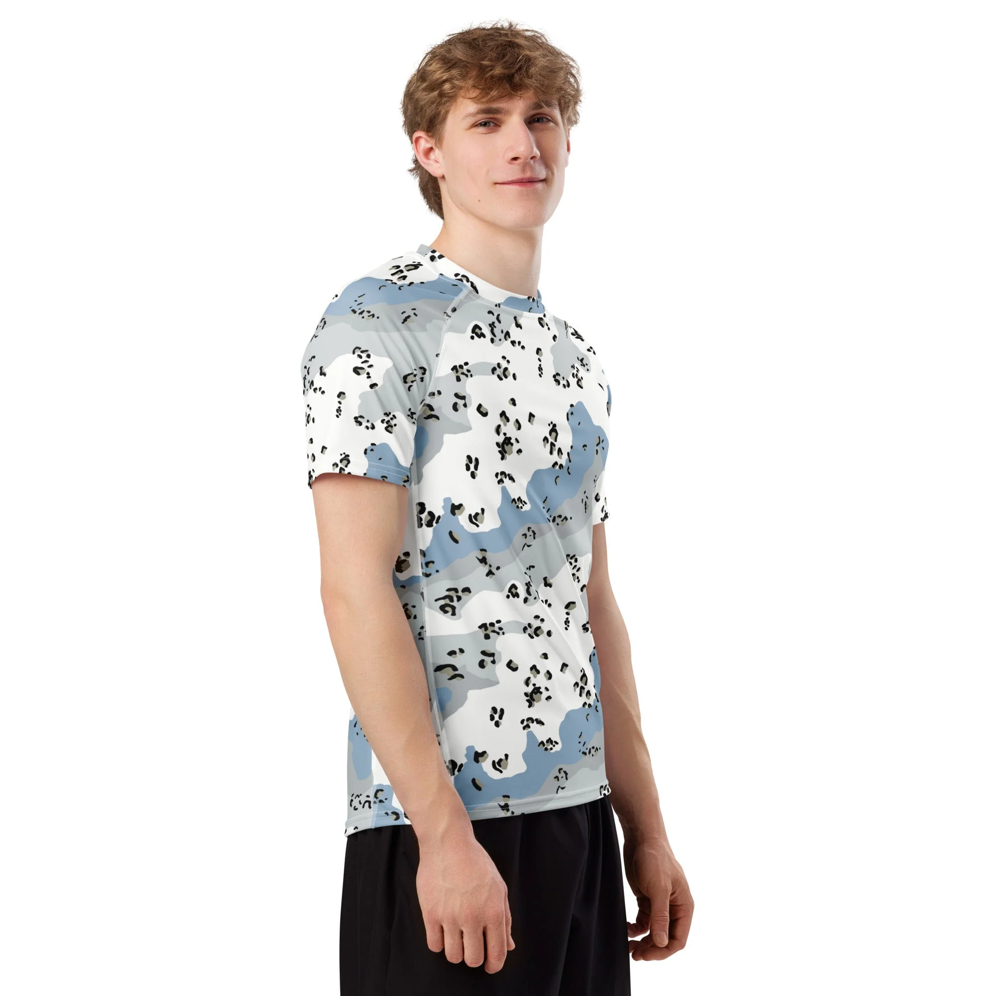 Chocolate Chip Polar Ice CAMO Mens Short-Sleeve Rash Guard - Image 3