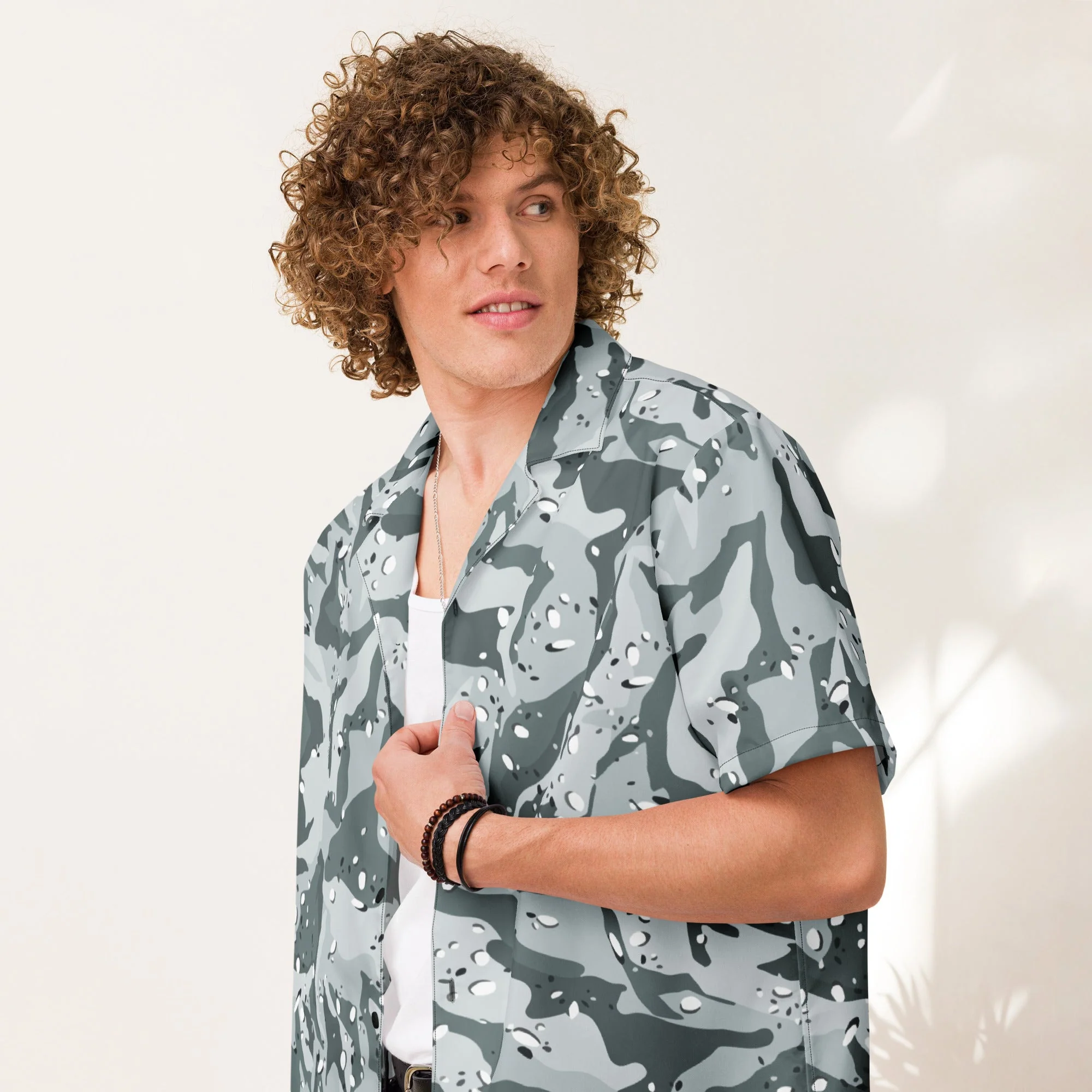 Chocolate Chip Arctic CAMO Unisex Short-Sleeve Button Shirt