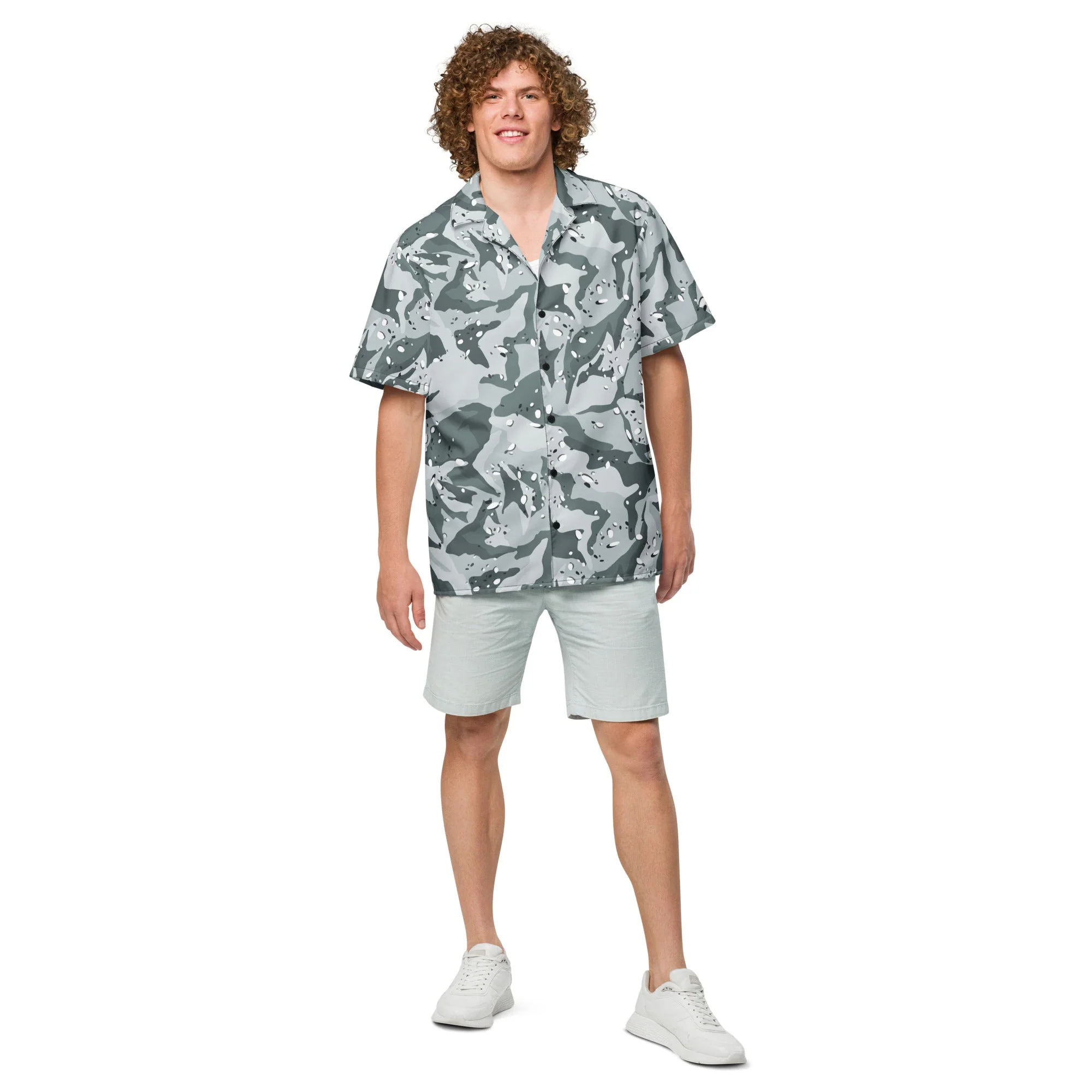 Chocolate Chip Arctic CAMO Unisex Short-Sleeve Button Shirt - Image 3