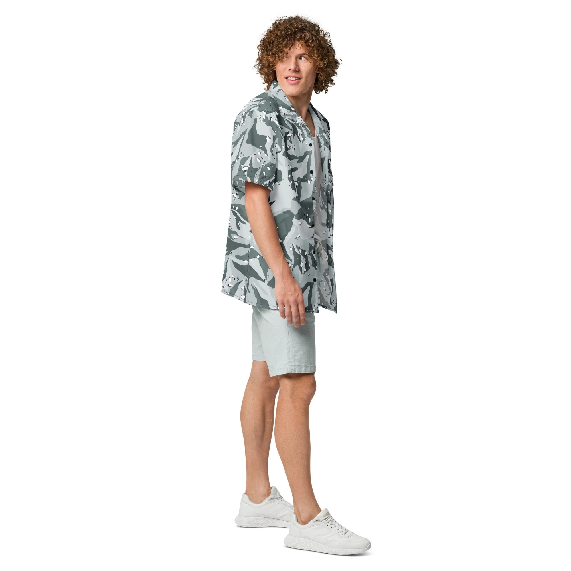 Chocolate Chip Arctic CAMO Unisex Short-Sleeve Button Shirt - Image 6