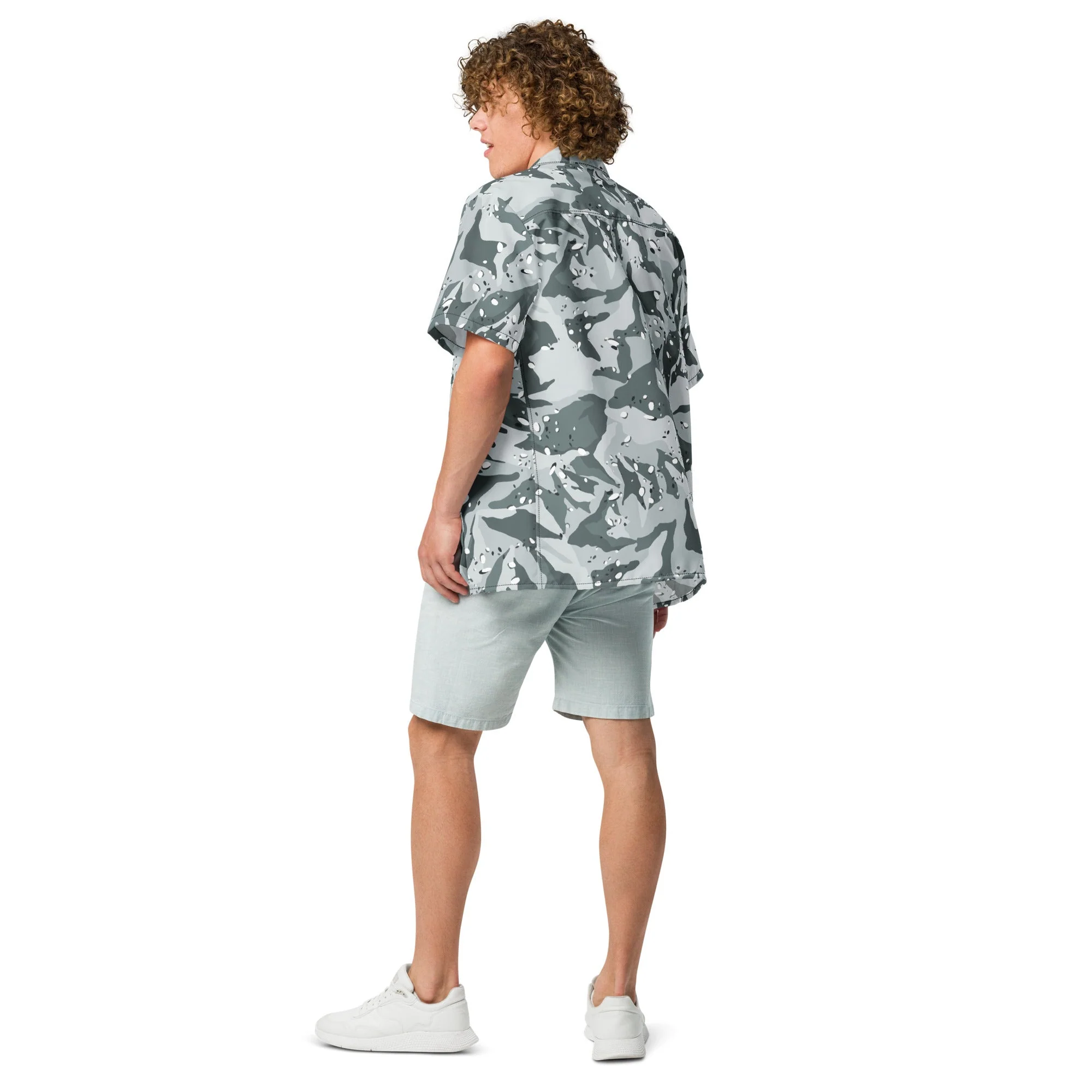 Chocolate Chip Arctic CAMO Unisex Short-Sleeve Button Shirt - Image 7