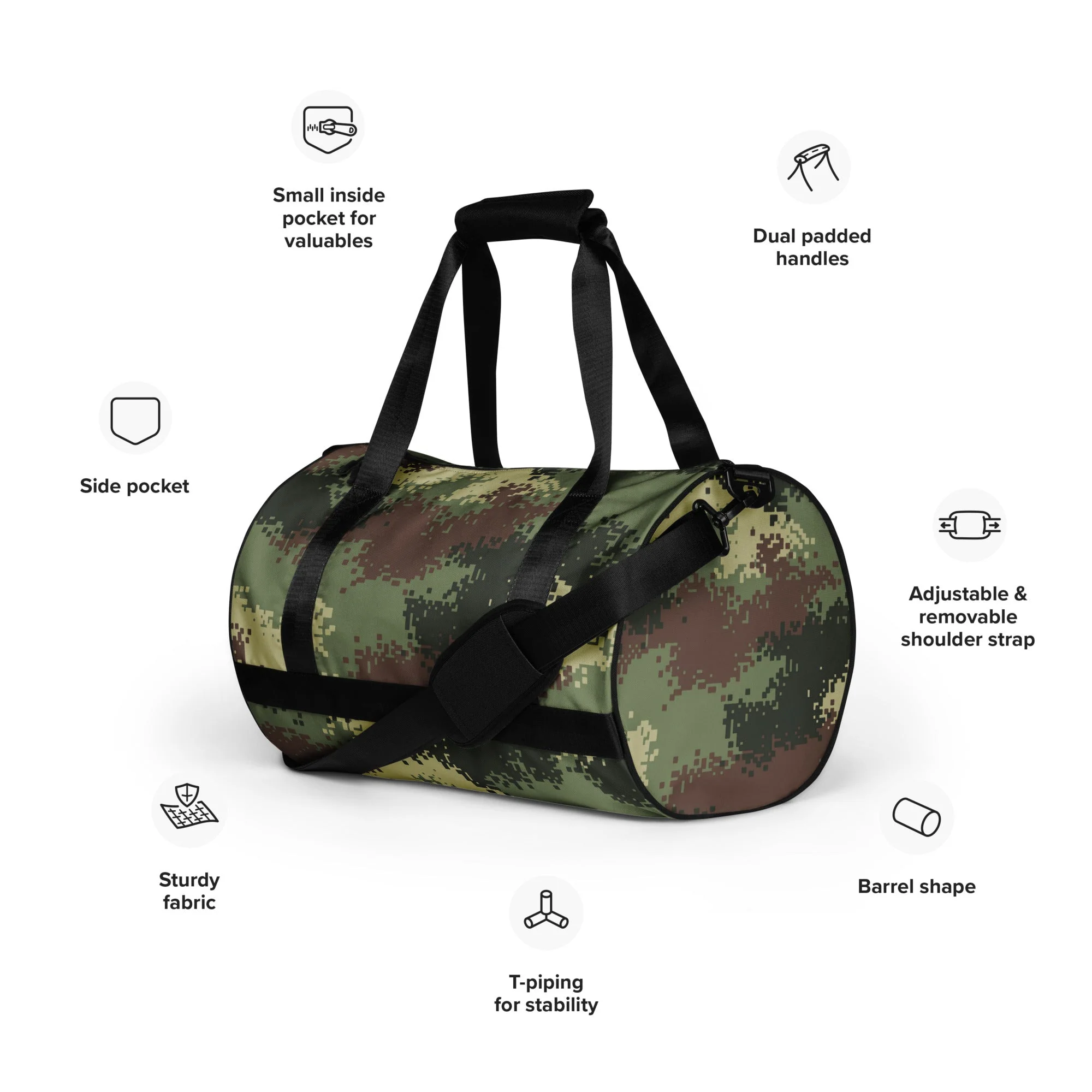 Colombian Digital Camflado Pixelado CAMO Gym Bag - Image 10