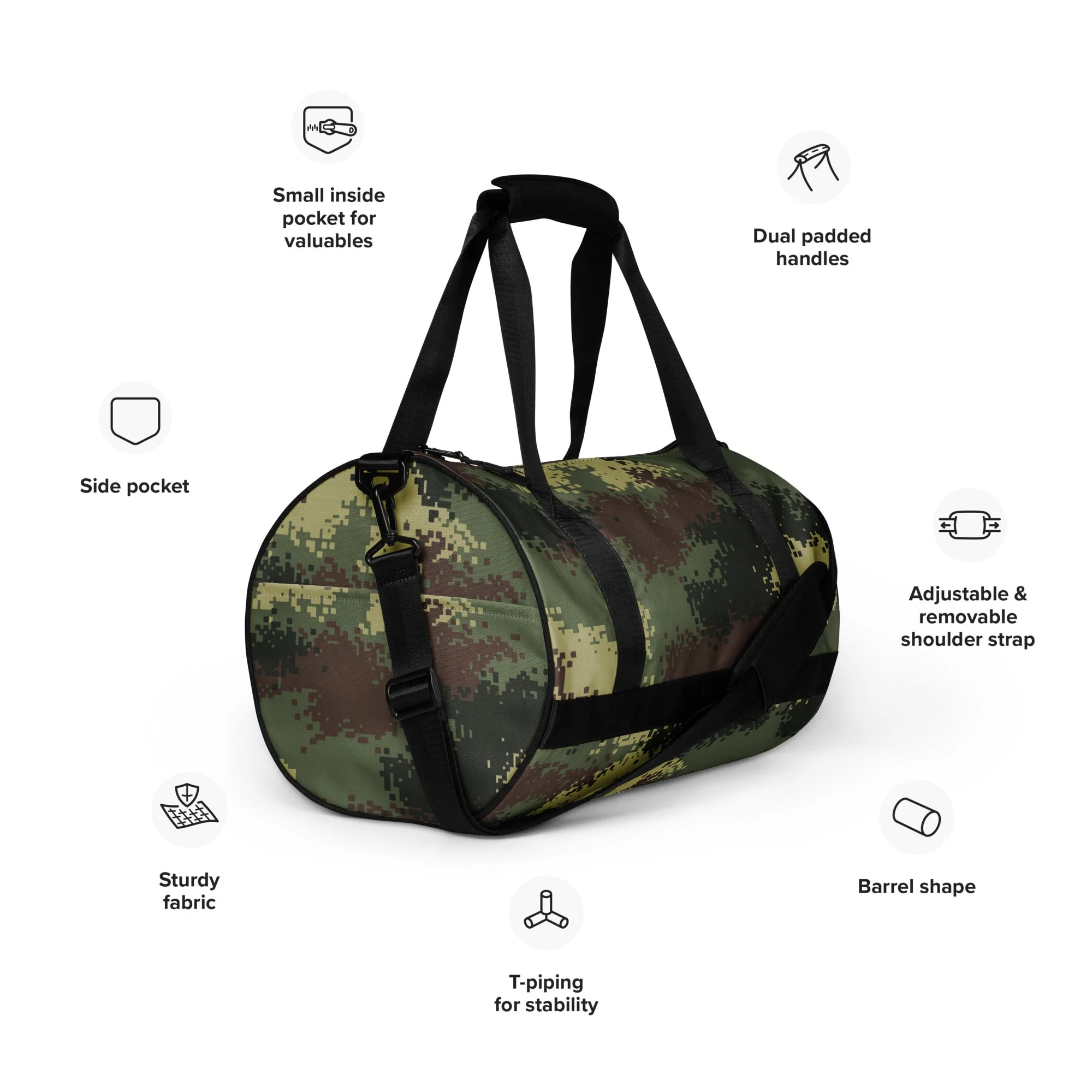 Colombian Digital Camflado Pixelado CAMO Gym Bag - Image 2