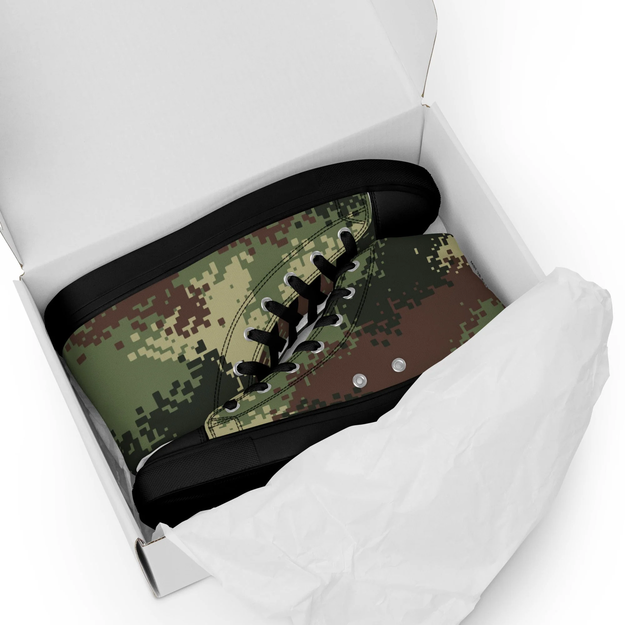 Colombian Digital Camflado Pixelado CAMO Mens High-Top Canvas Shoes - Image 4