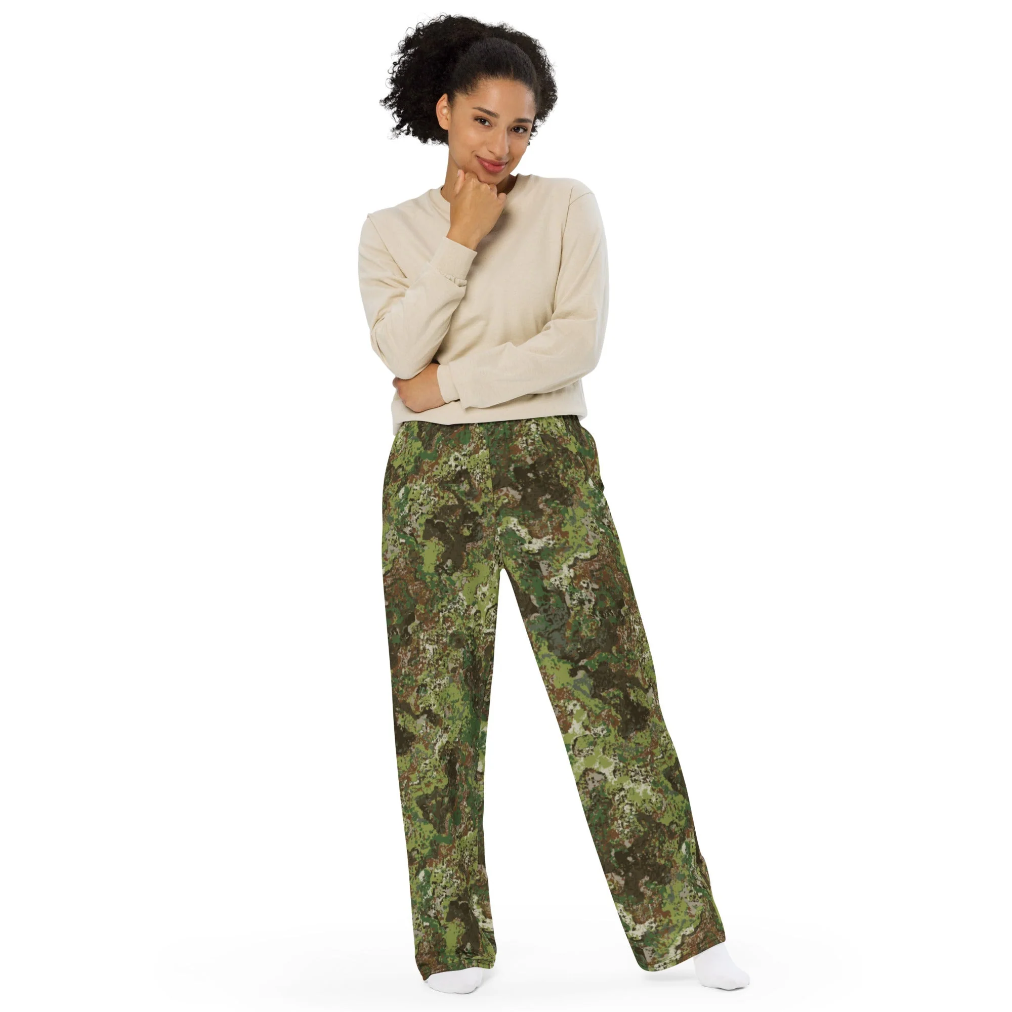 Wasp CAMO Unisex Wide-Leg Leisure Pants - Image 10