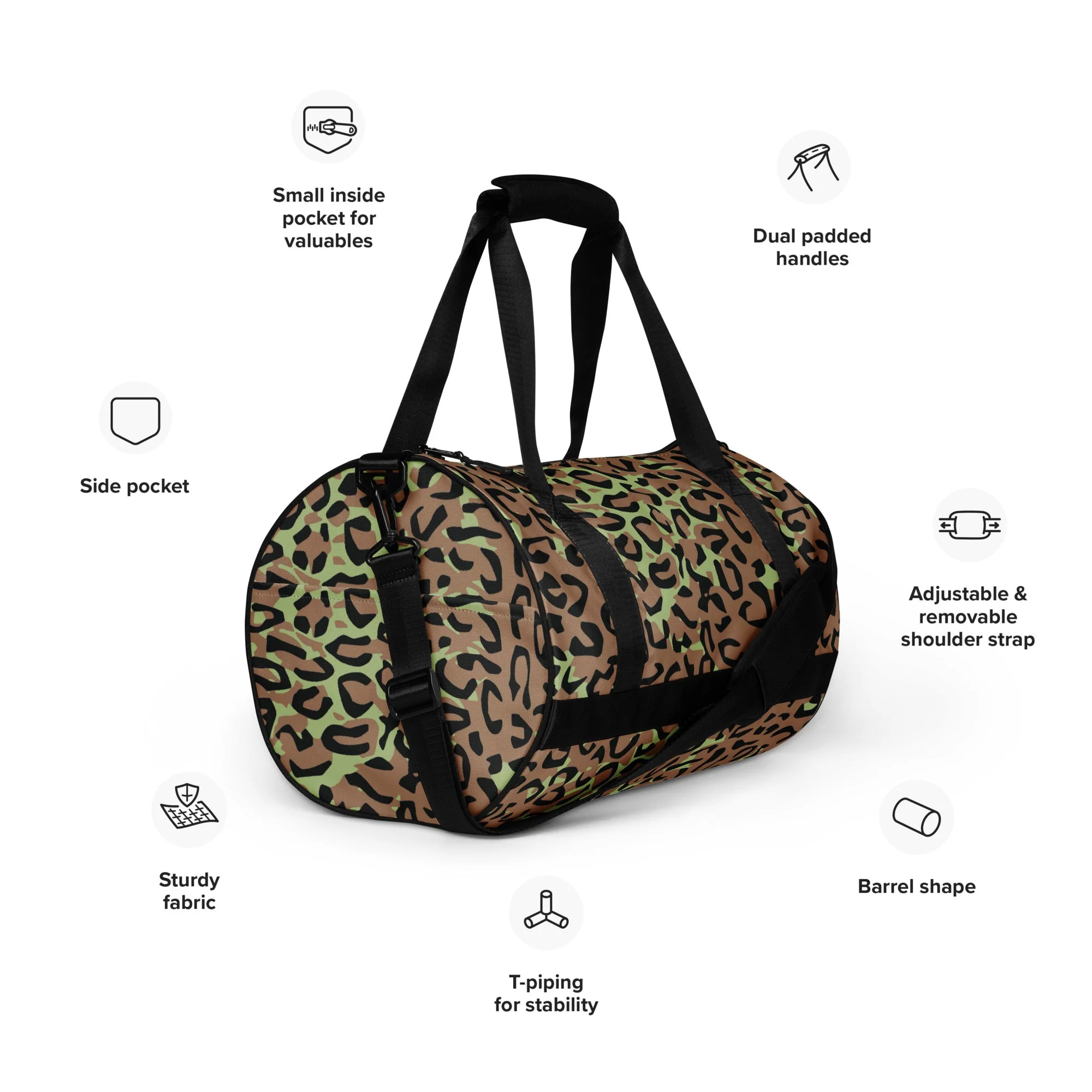 Congo (Zaire) Leopard Spot CAMO Gym Bag - Image 2