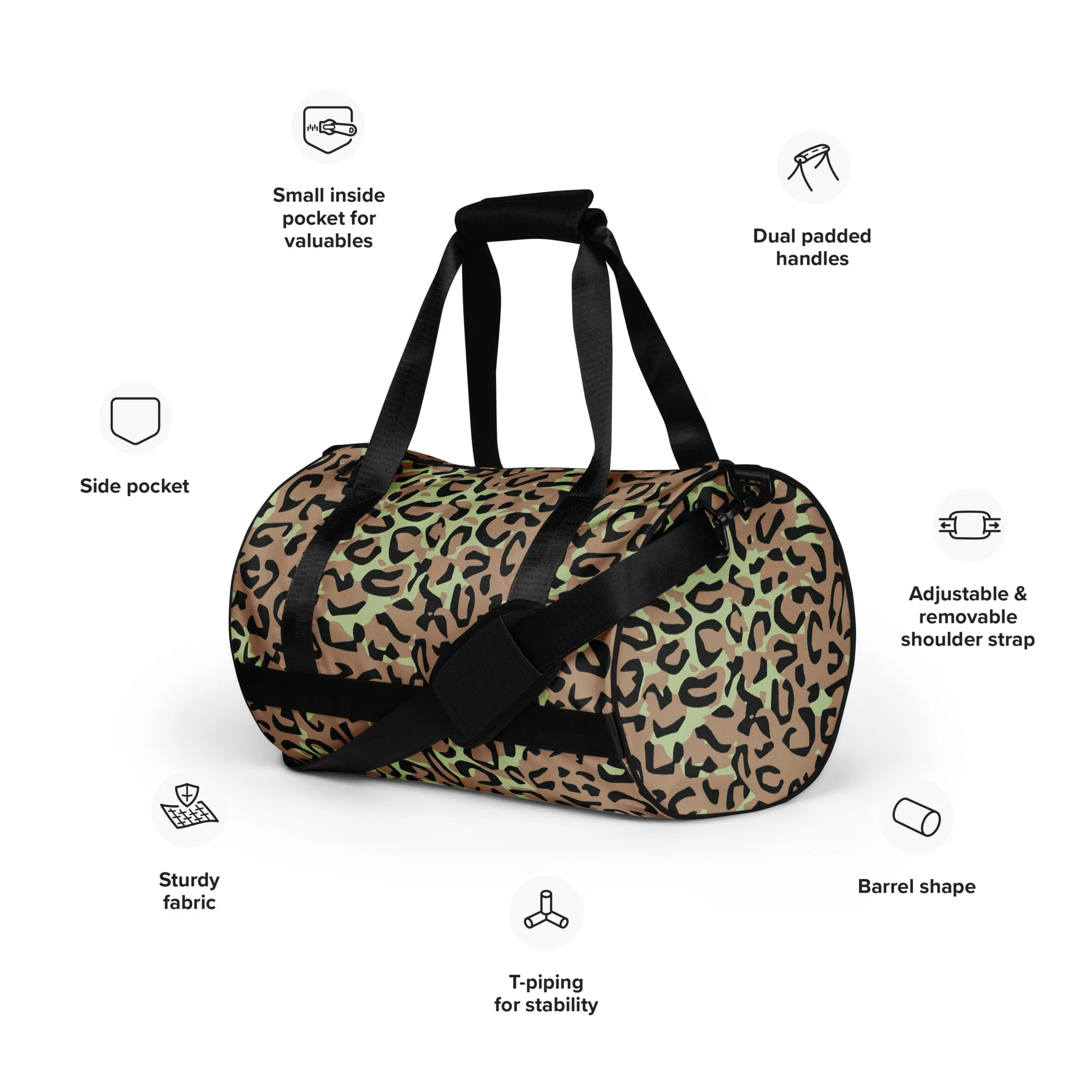 Congo (Zaire) Leopard Spot CAMO Gym Bag - Image 3