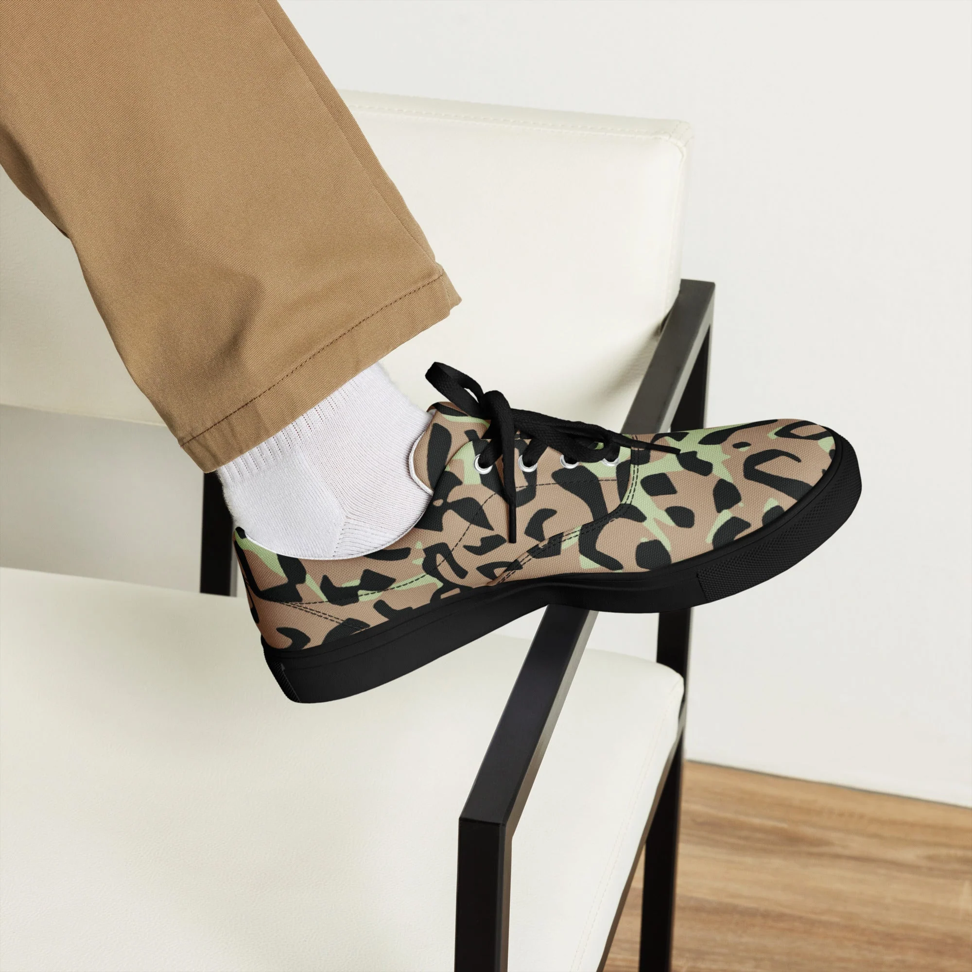 Congo (Zaire) Leopard Spot CAMO Mens Lace-Up Canvas Shoes - Image 2