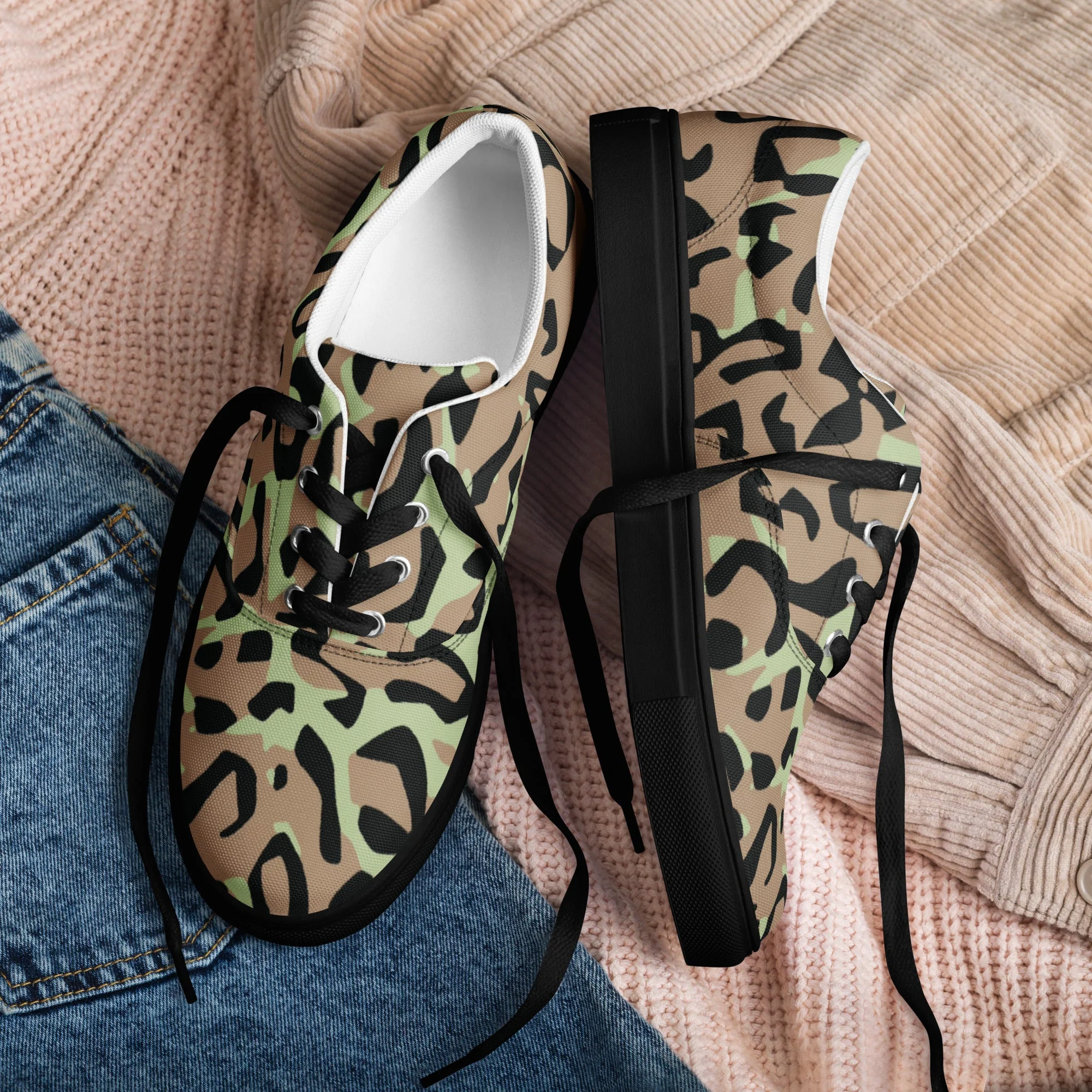 Congo (Zaire) Leopard Spot CAMO Mens Lace-Up Canvas Shoes - Image 4