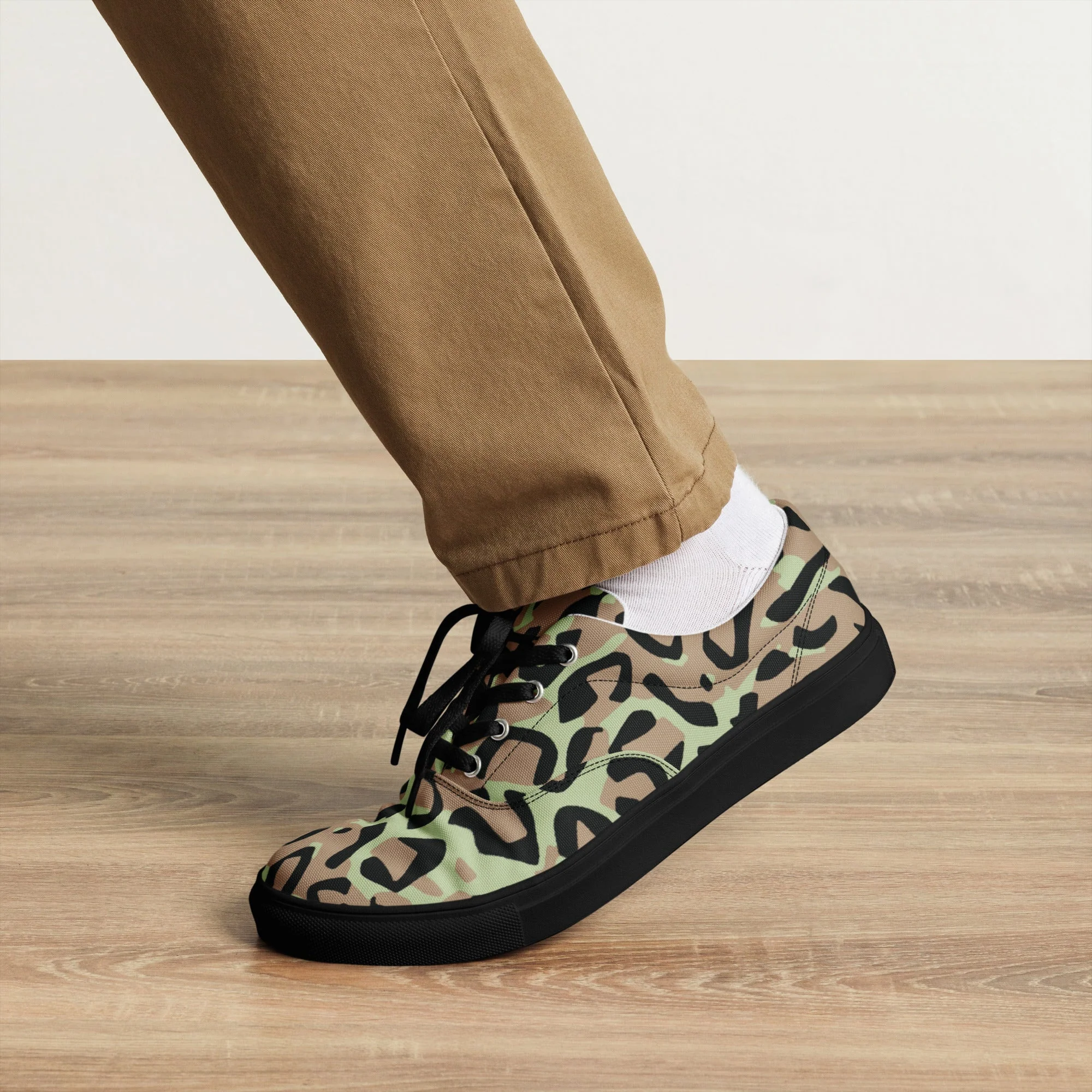 Congo (Zaire) Leopard Spot CAMO Mens Lace-Up Canvas Shoes - Image 5