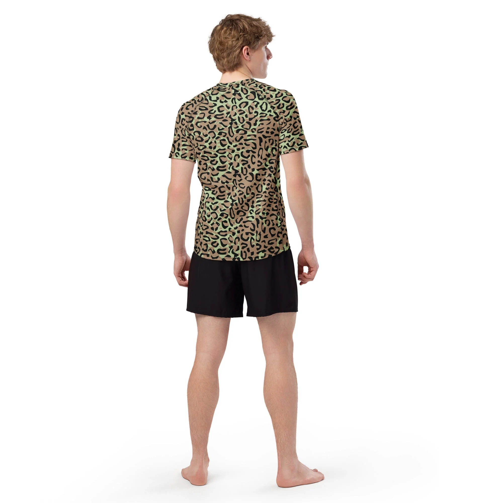 Congo (Zaire) Leopard Spot CAMO Mens Short-Sleeve Rash Guard - Image 5