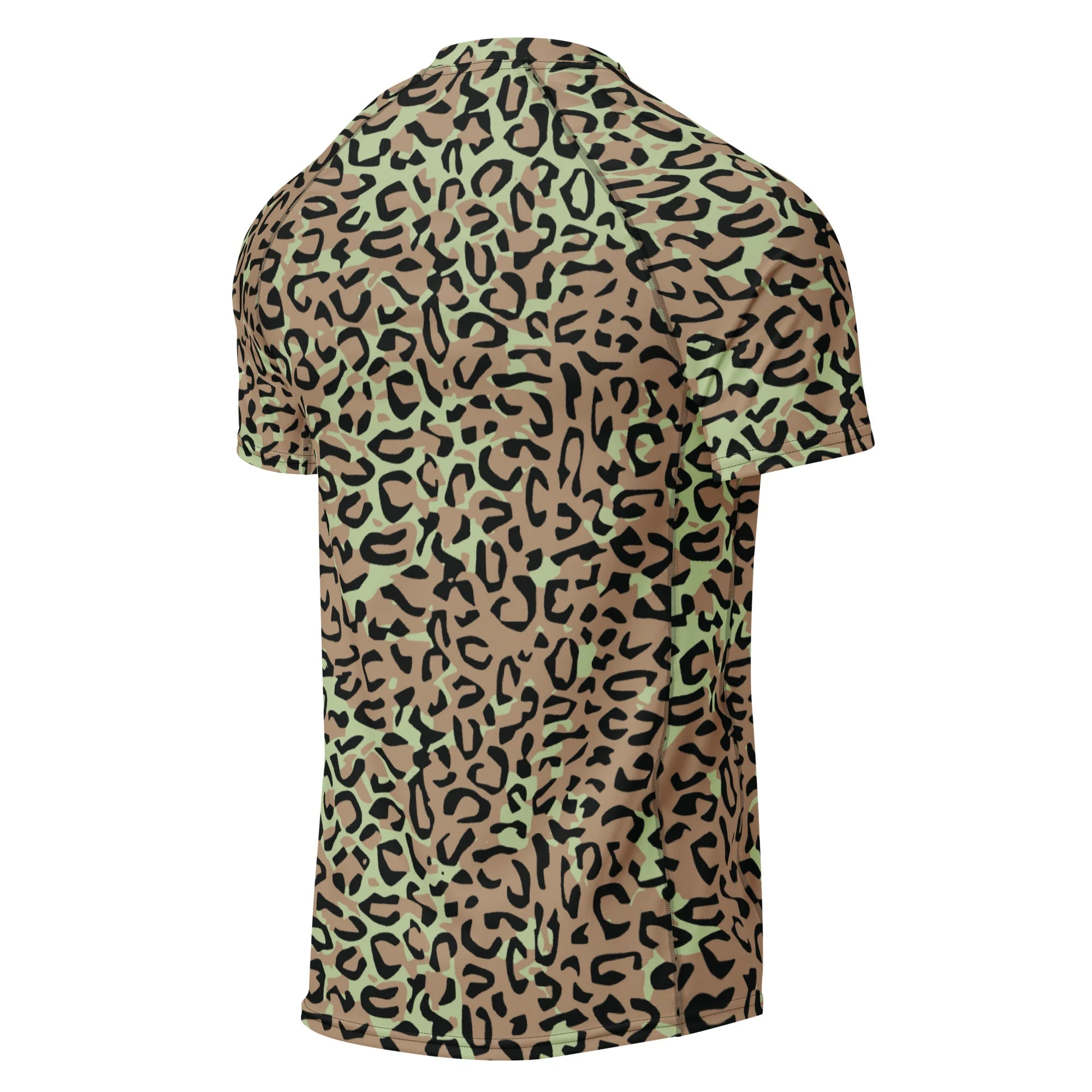 Congo (Zaire) Leopard Spot CAMO Mens Short-Sleeve Rash Guard - Image 6
