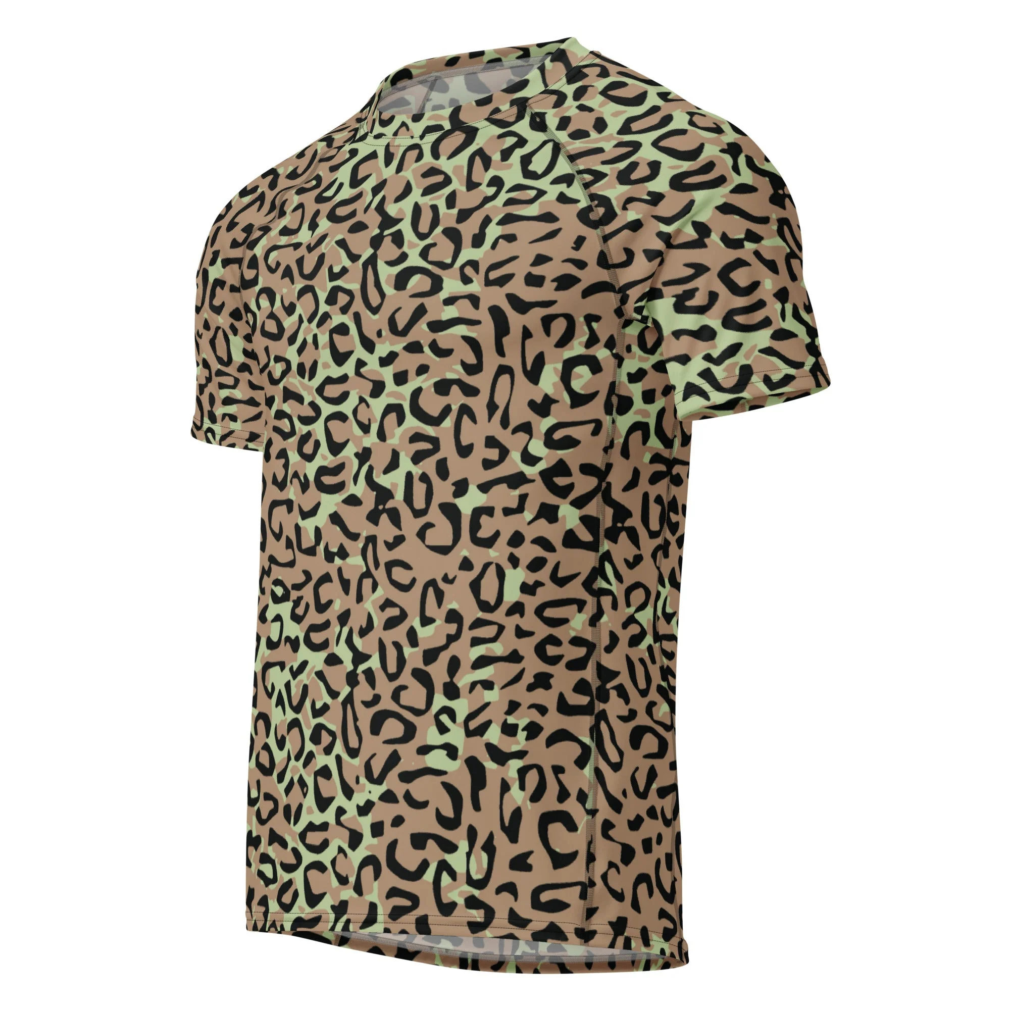 Congo (Zaire) Leopard Spot CAMO Mens Short-Sleeve Rash Guard - Image 7