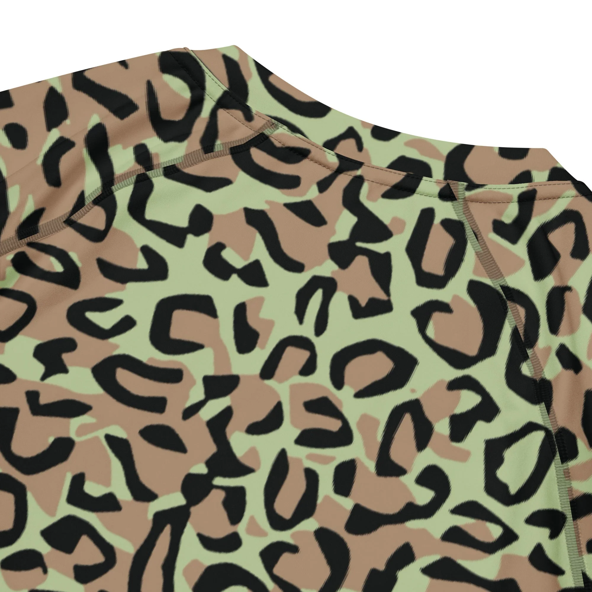 Congo (Zaire) Leopard Spot CAMO Mens Short-Sleeve Rash Guard - Image 8