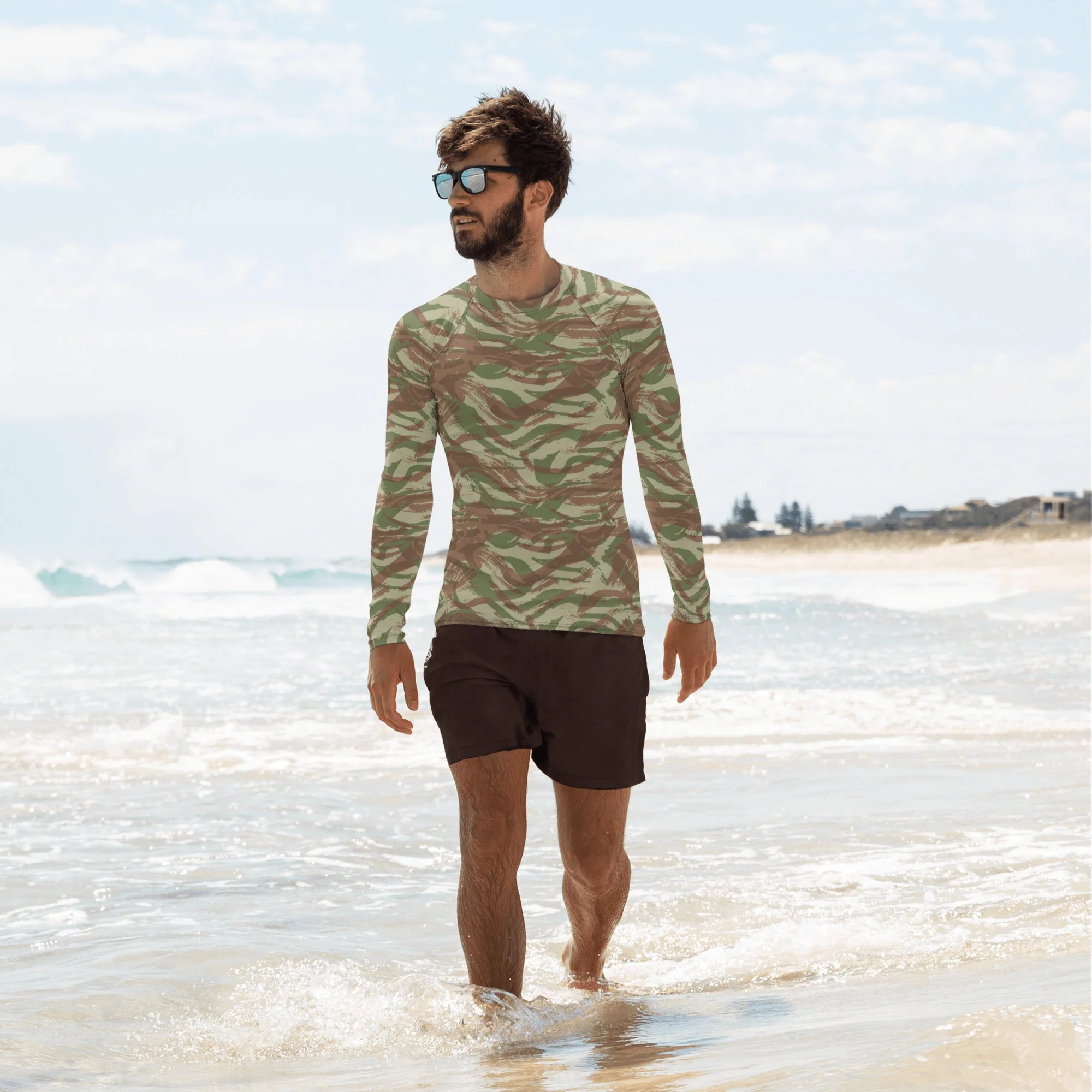 French Lizard A1 Airborne CAMO Mens Long-Sleeve Rash Guard