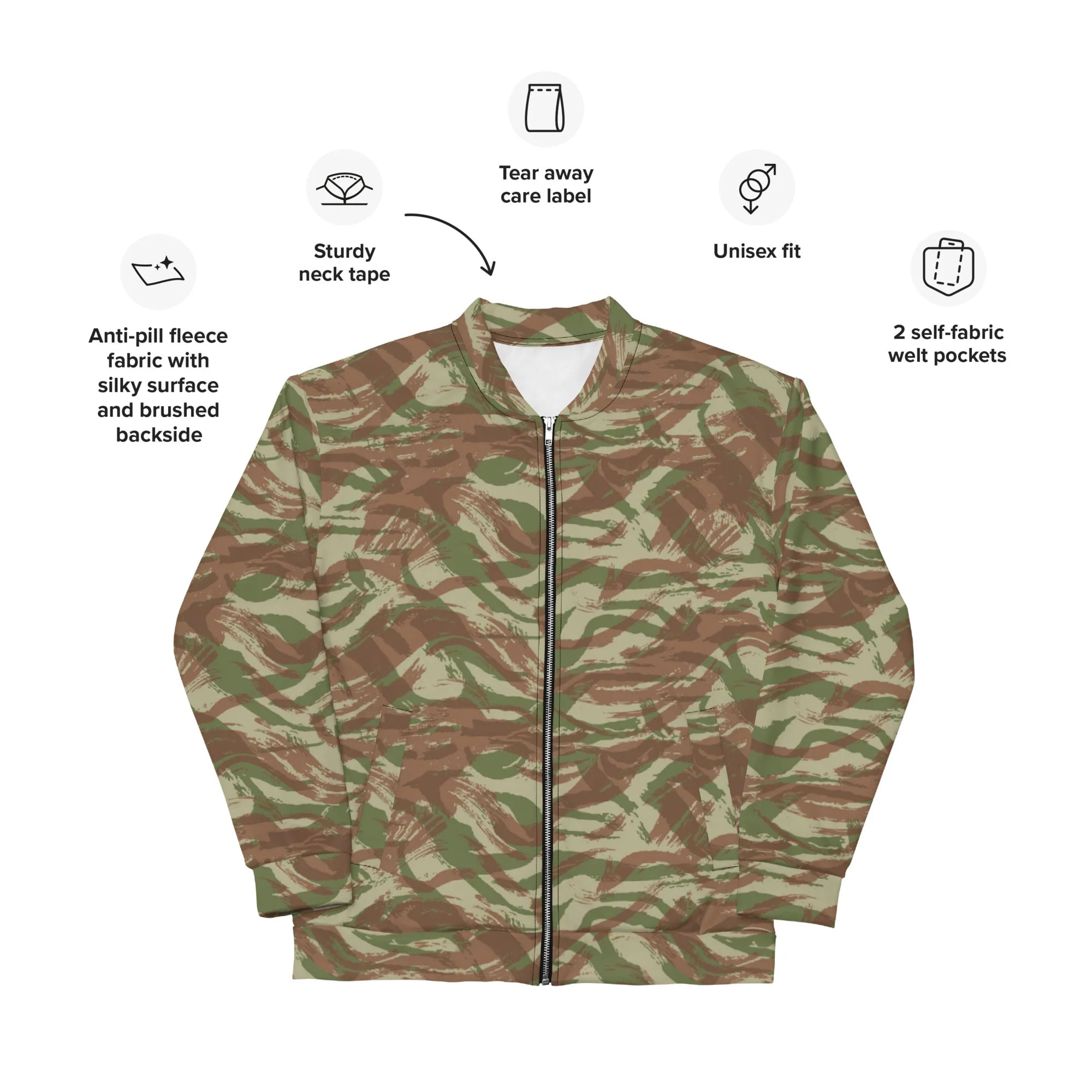 French Lizard A1 Airborne CAMO Unisex Bomber Jacket - Image 4