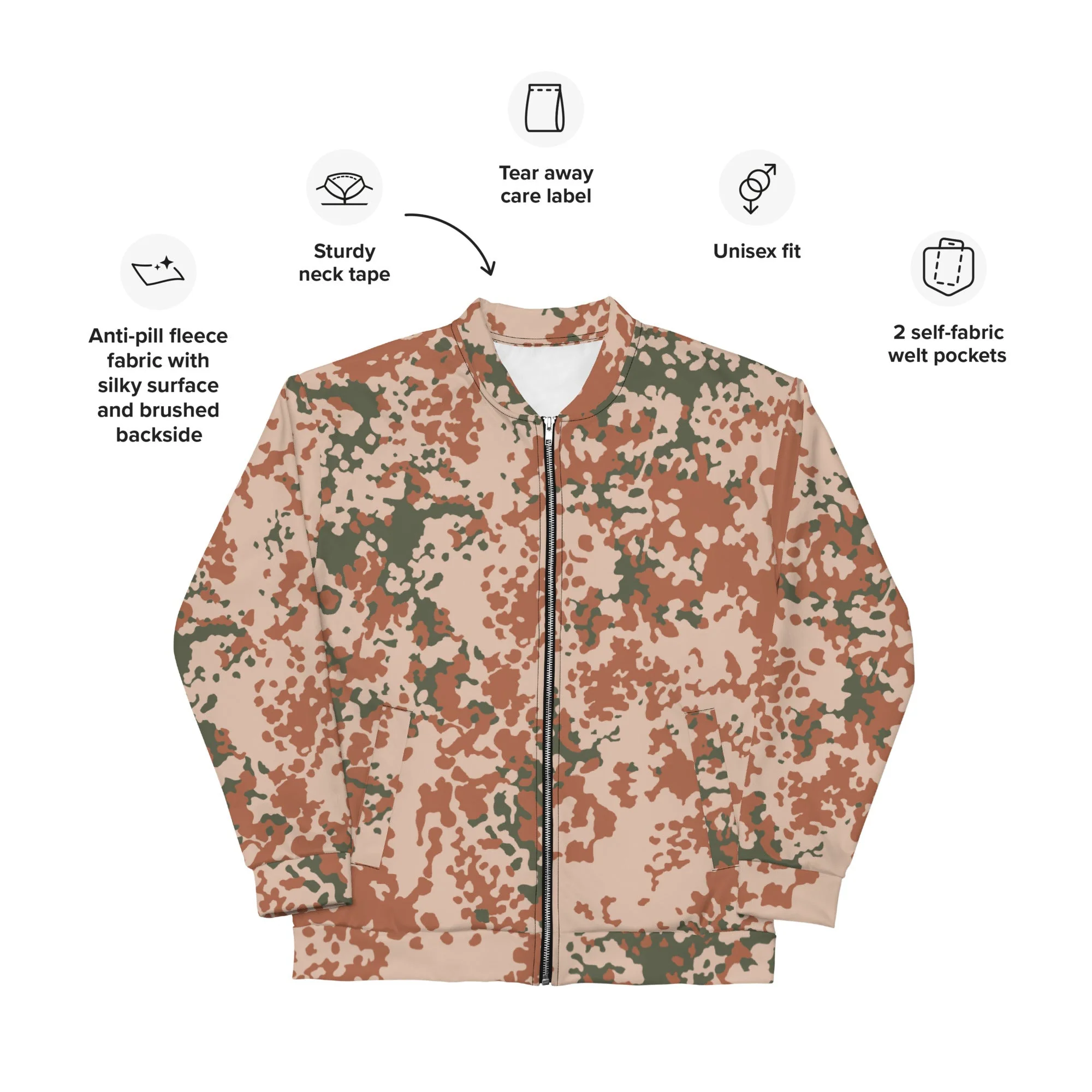 Danish Flecktarn Desert CAMO Unisex Bomber Jacket - Image 9