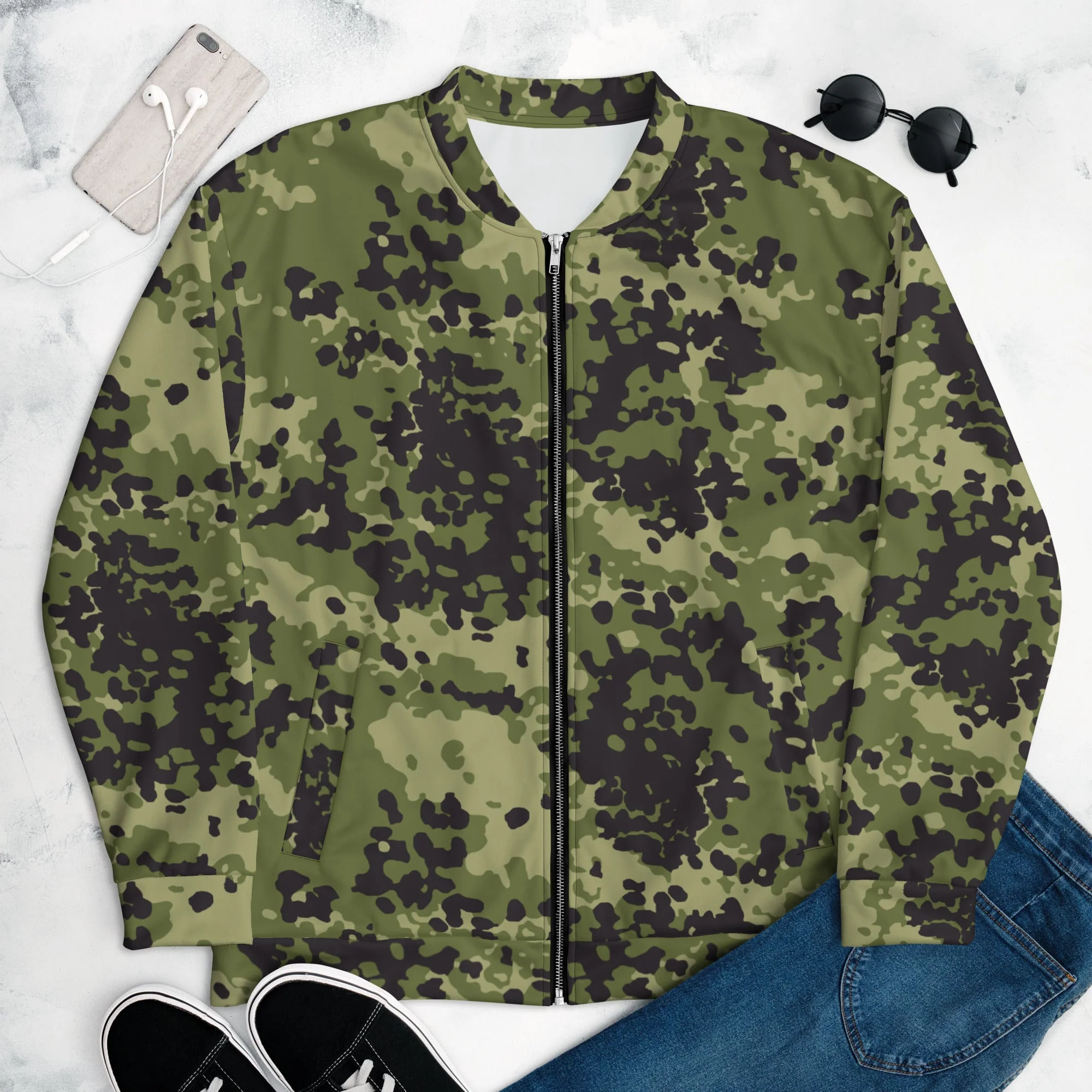 Danish Flecktarn Woodland CAMO Unisex Bomber Jacket - Image 3