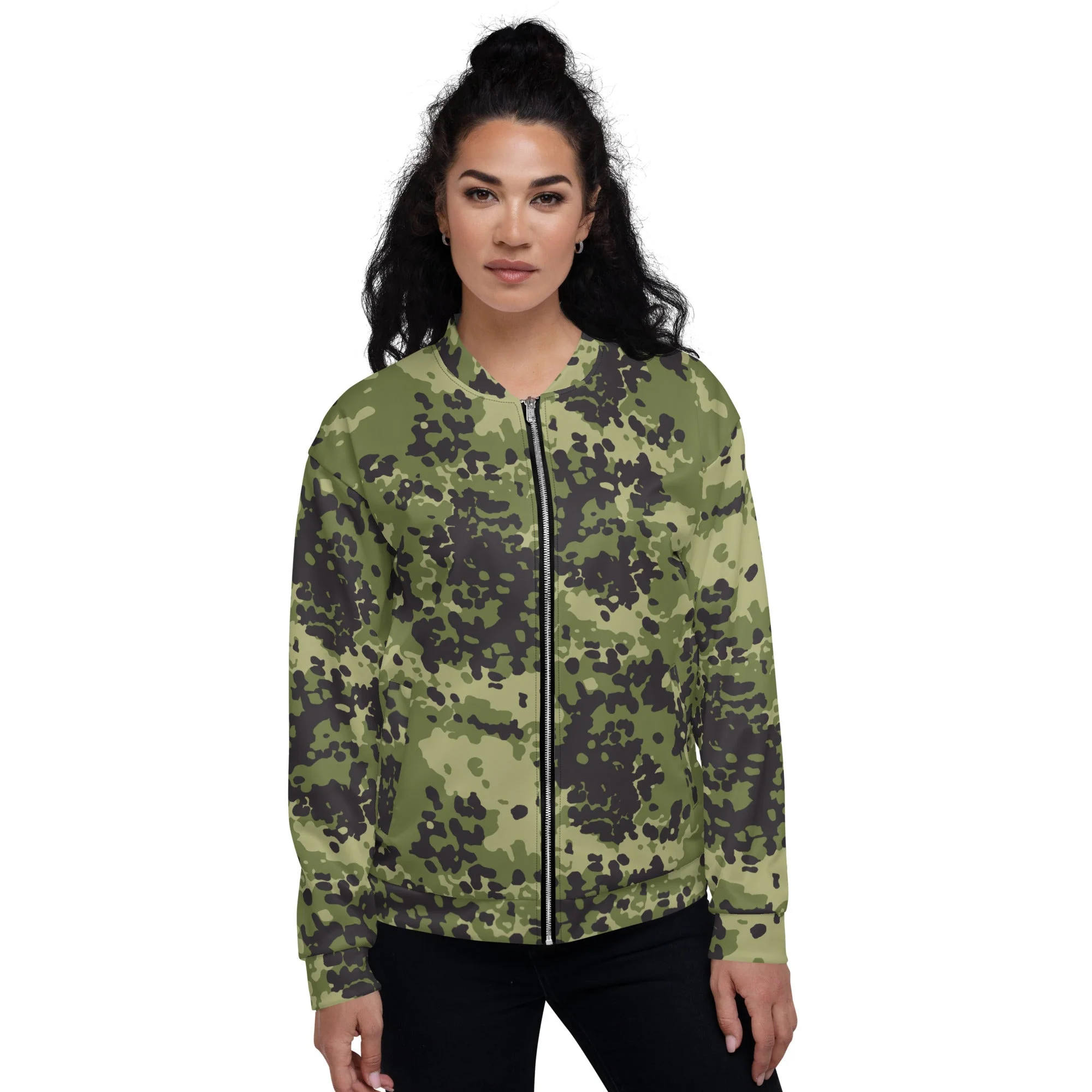 Danish Flecktarn Woodland CAMO Unisex Bomber Jacket - Image 4