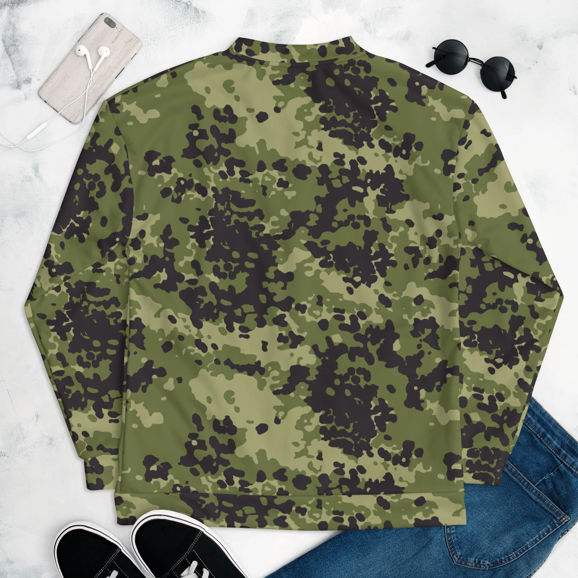 Danish Flecktarn Woodland CAMO Unisex Bomber Jacket - Image 8